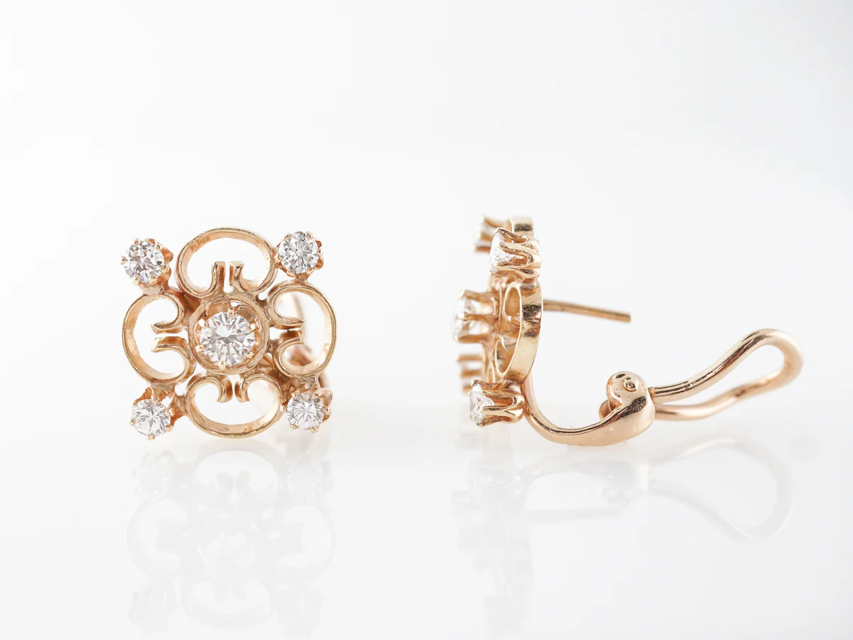 Round Brilliant Diamond Earrings in 14k Yellow Gold - Image 2