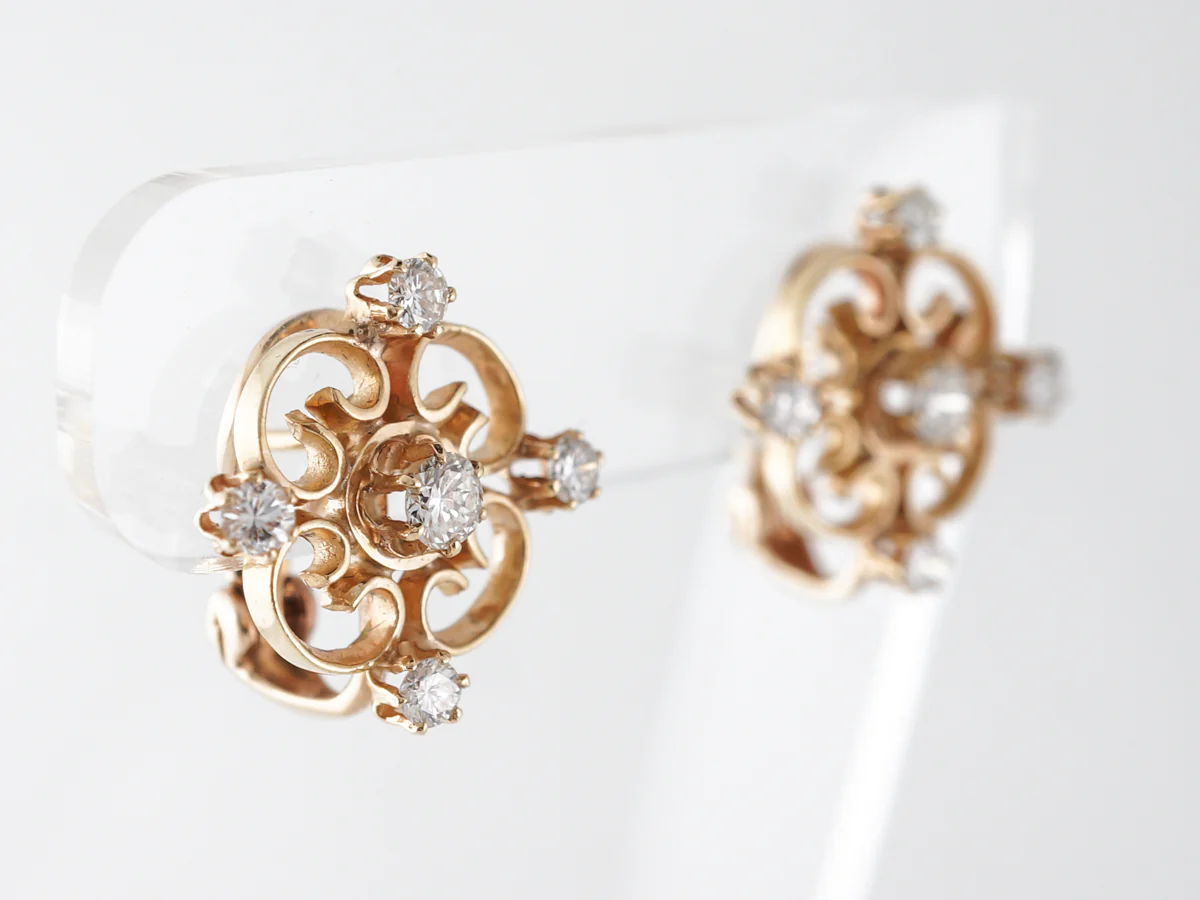 Round Brilliant Diamond Earrings in 14k Yellow Gold - Image 4