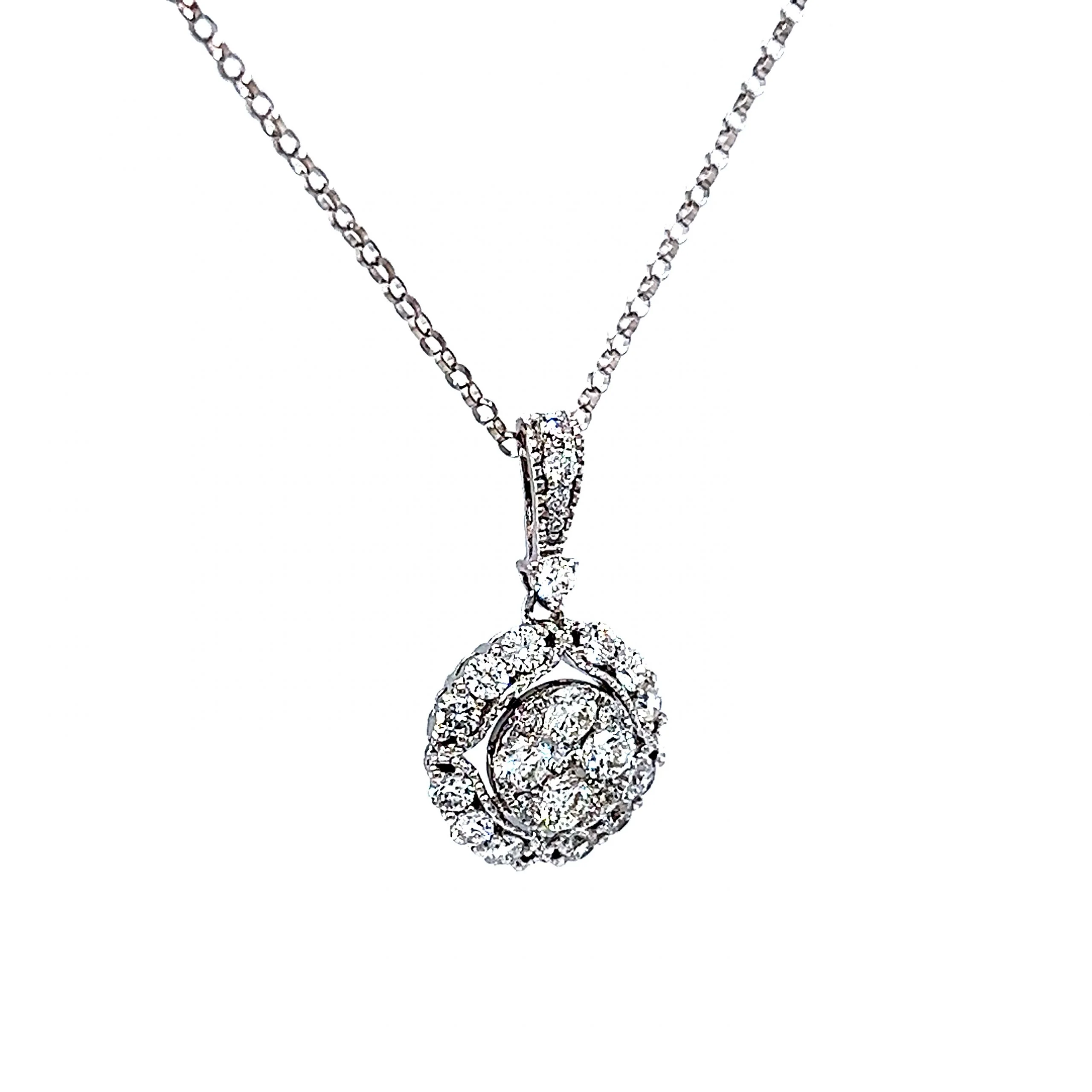 Round Brilliant Diamond Pendant Necklace in 14k White Gold - Image 3