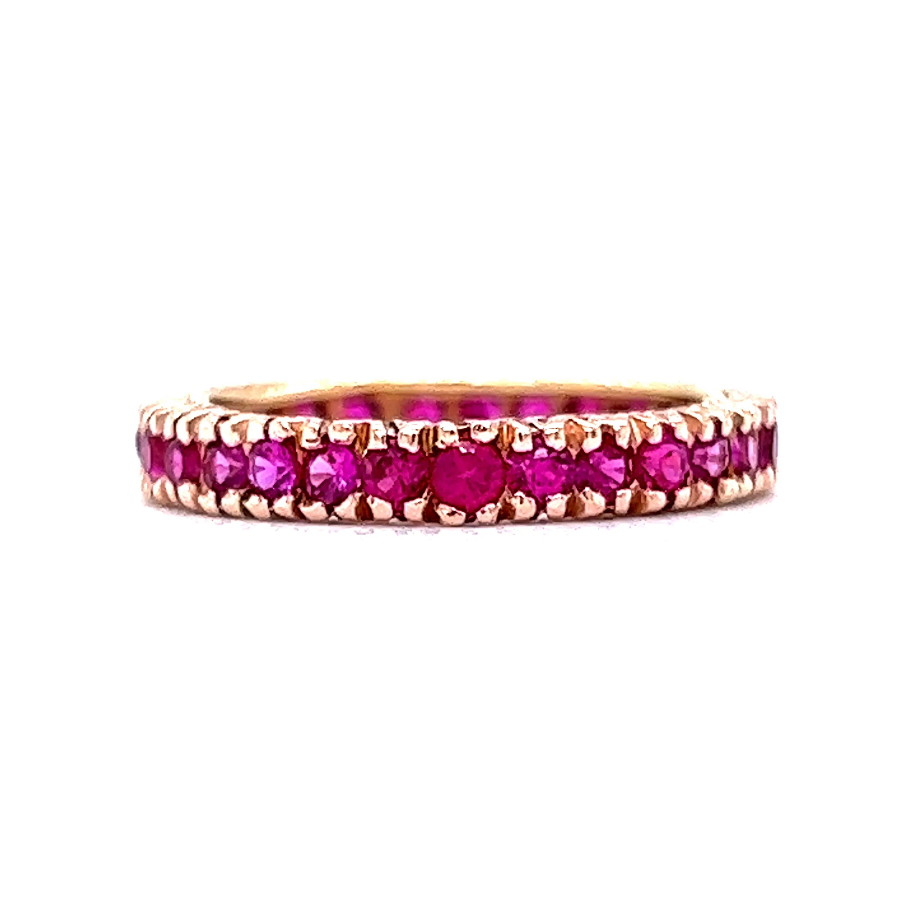 Round Cut Ruby Eternity Wedding Band in 14k Yellow Gold - Image 3