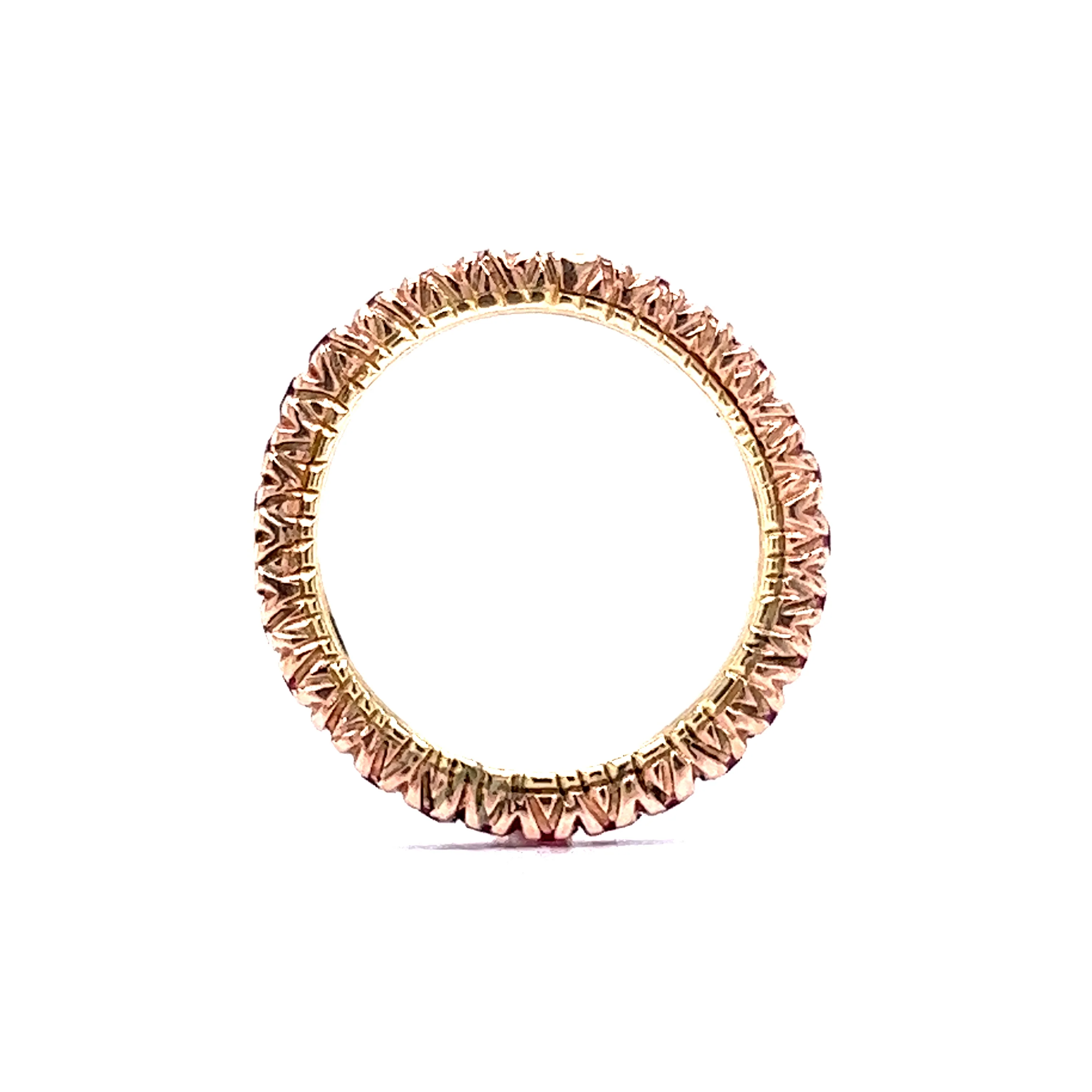 Round Cut Ruby Eternity Wedding Band in 14k Yellow Gold - Image 4