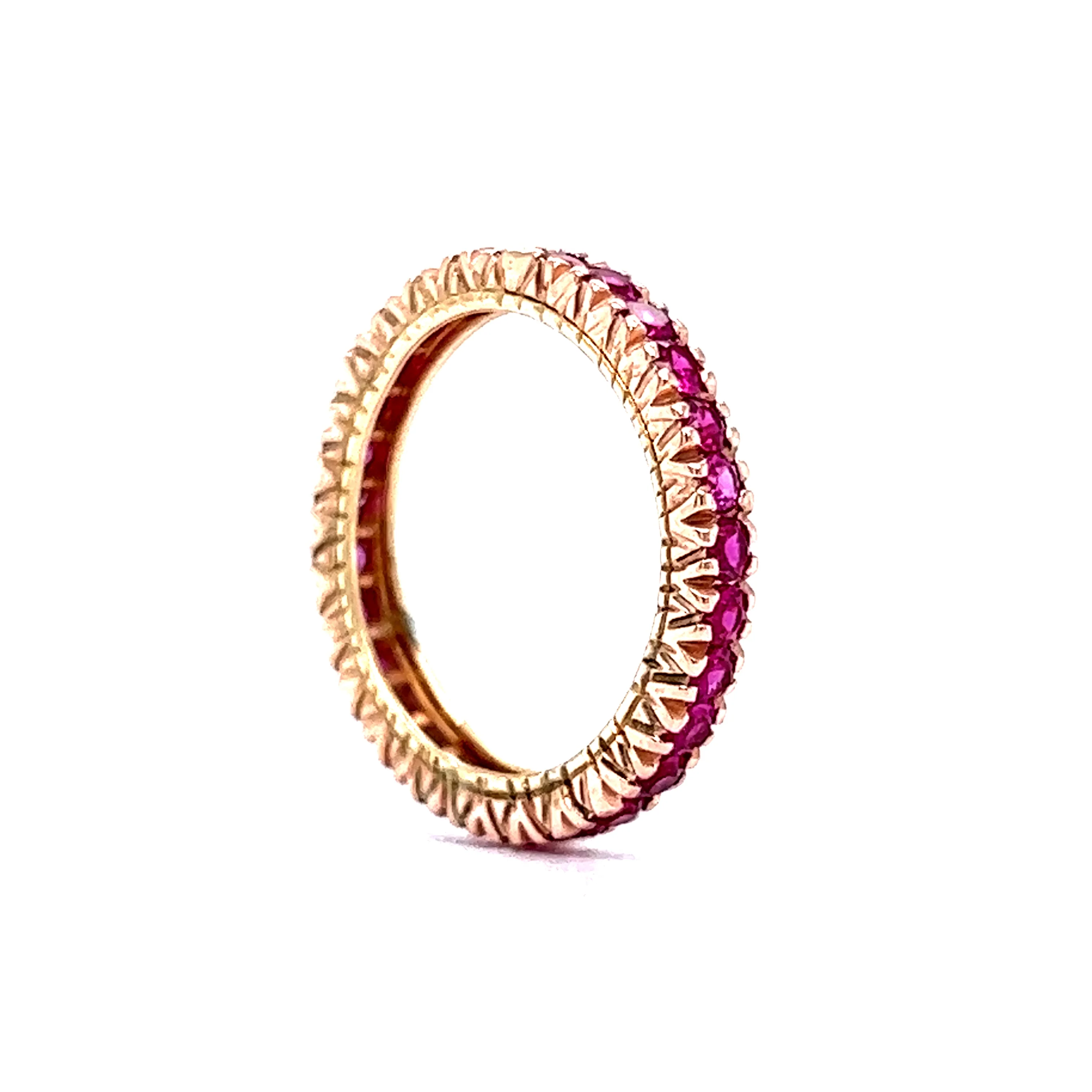 Round Cut Ruby Eternity Wedding Band in 14k Yellow Gold - Image 5