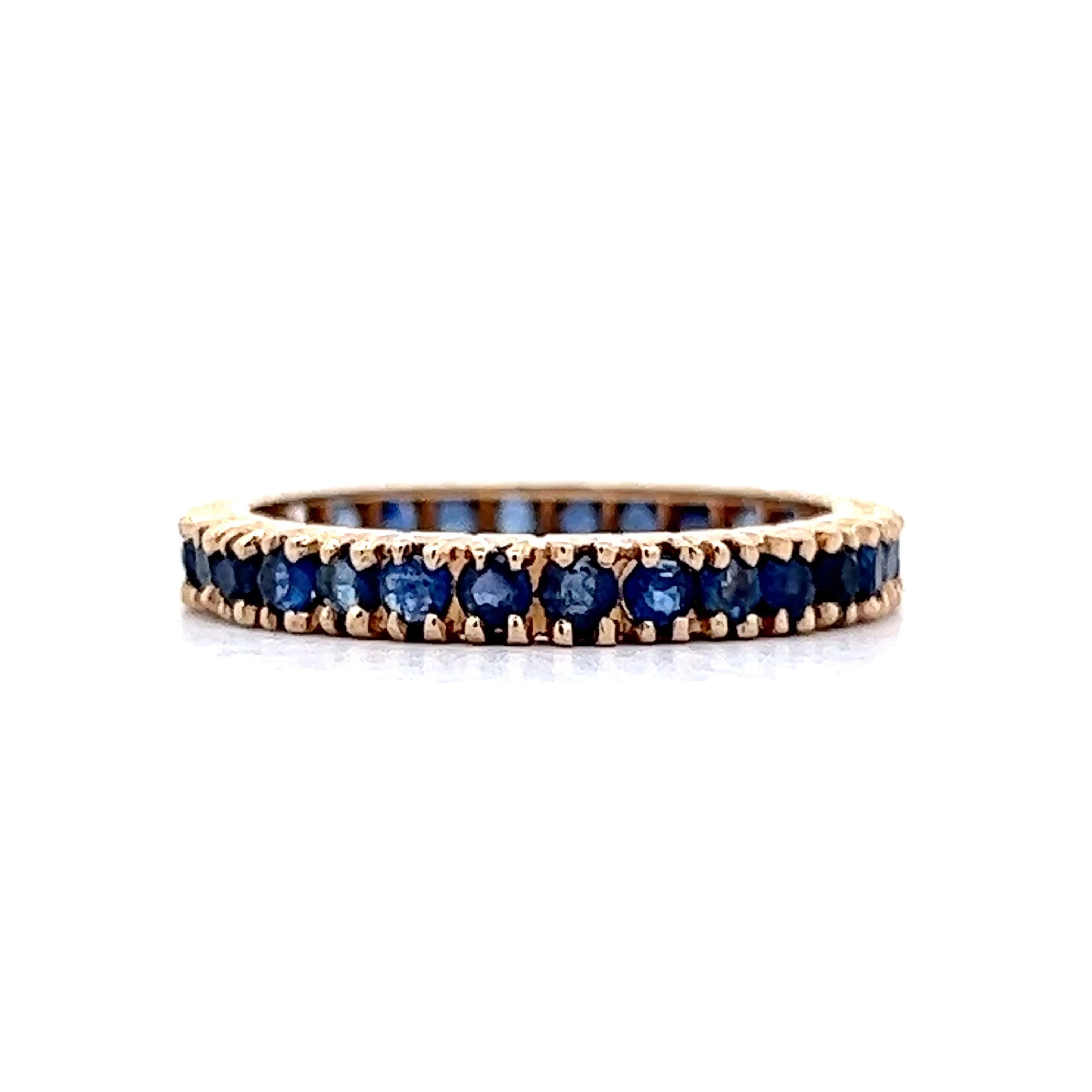 Round Cut Sapphire Eternity Wedding Band in 14k Yellow Gold - Image 2