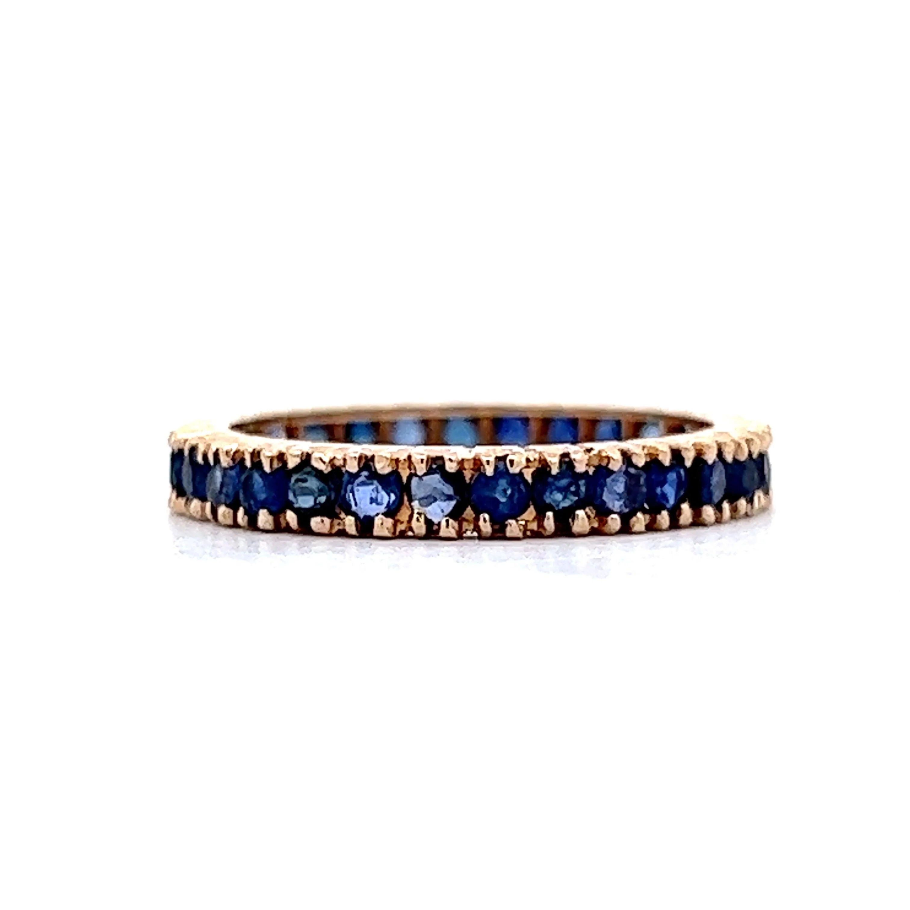 Round Cut Sapphire Eternity Wedding Band in 14k Yellow Gold - Image 3
