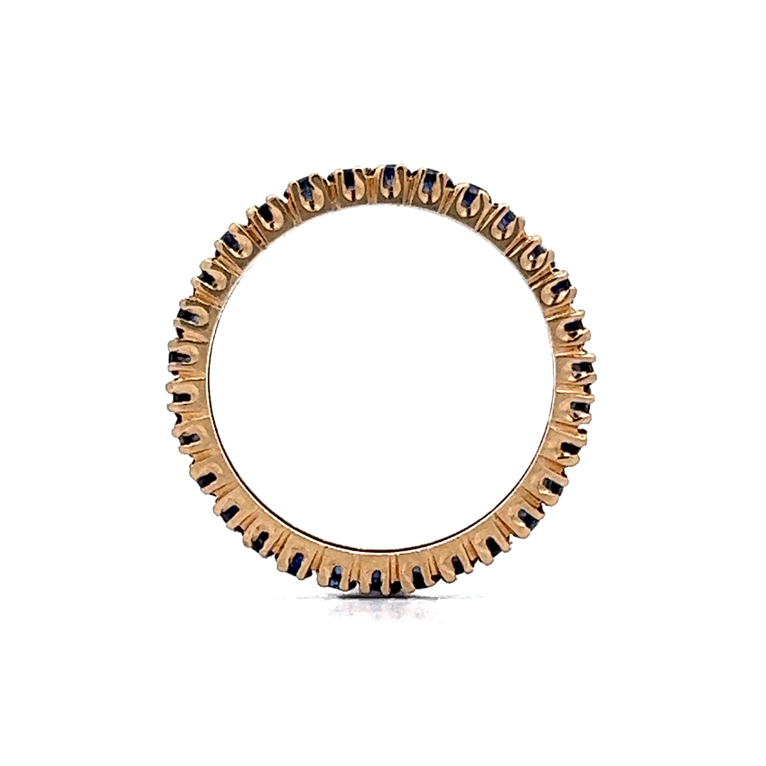Round Cut Sapphire Eternity Wedding Band in 14k Yellow Gold - Image 4