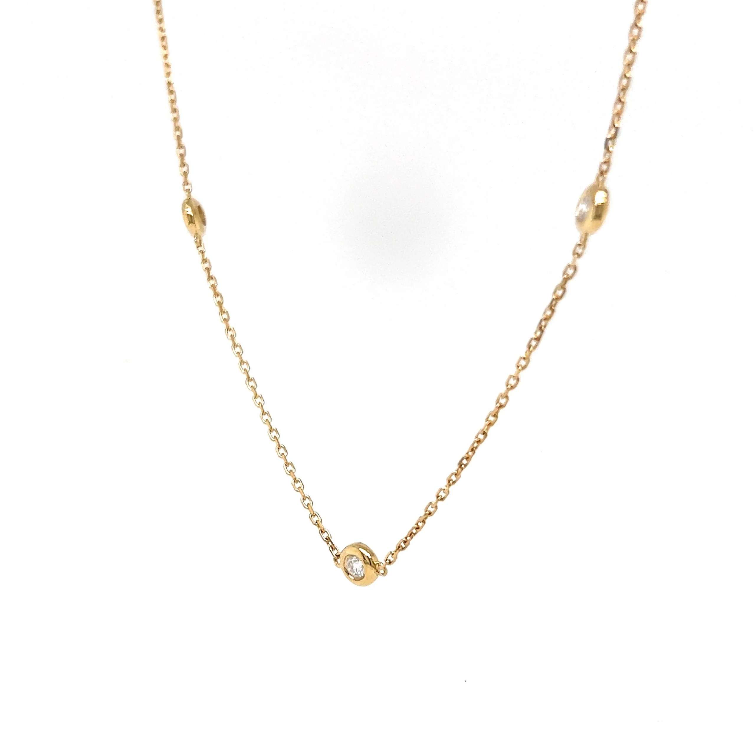 Round Diamond Bezel Necklace in 14k Yellow Gold - Image 2