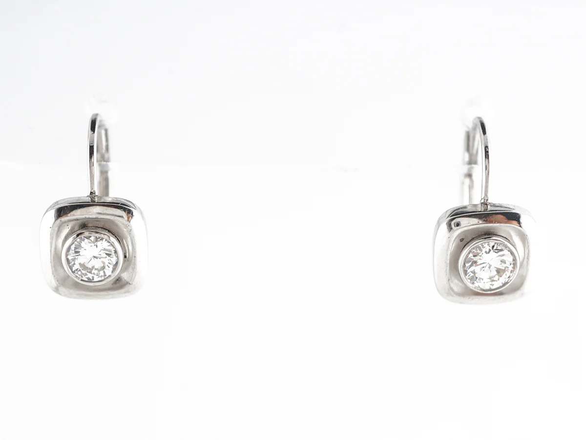 Round Diamond Dangle Earrings in Platinum - Image 4