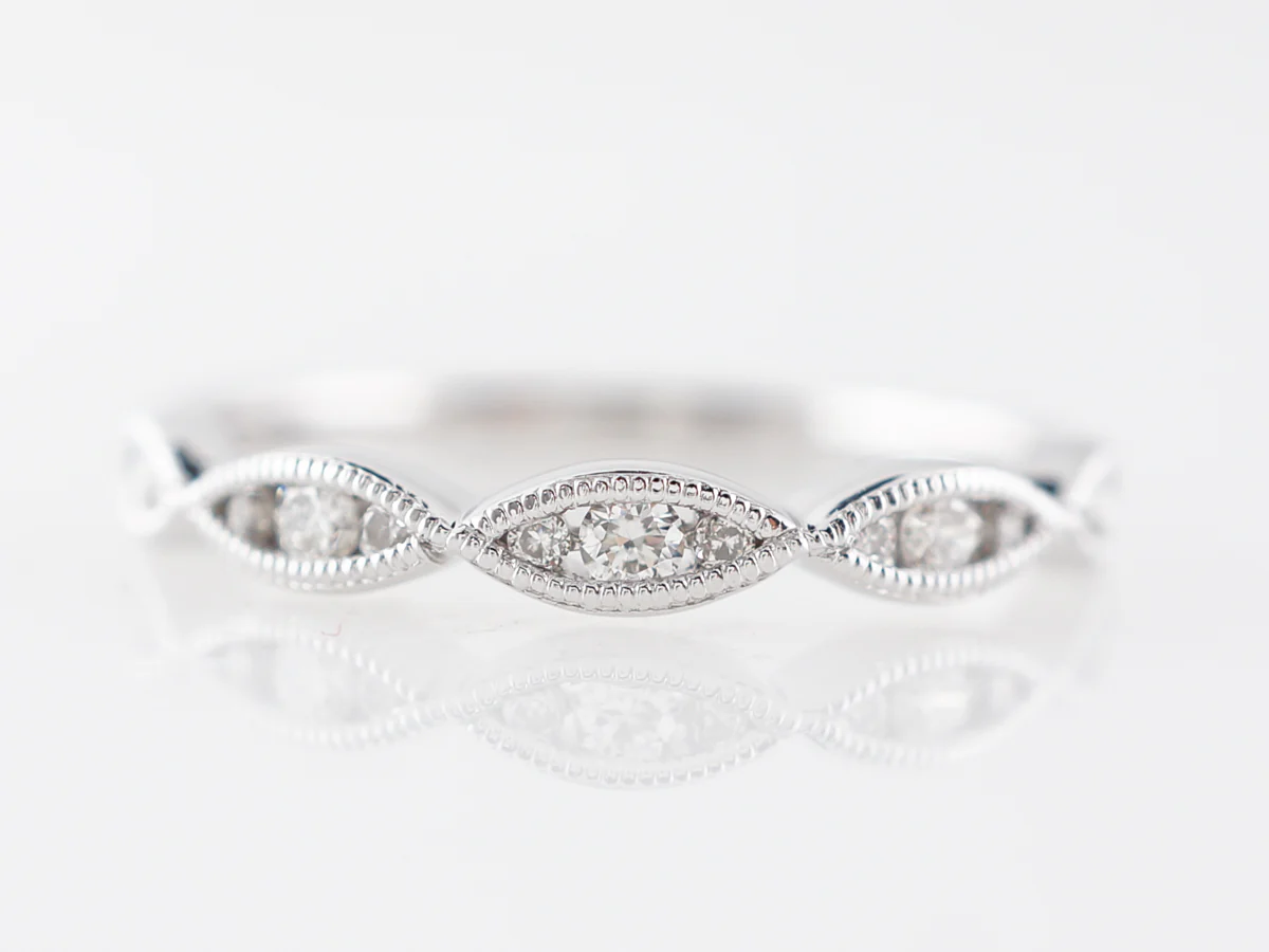 Round Diamonds w/ Marquis Station Wedding Band in 18k