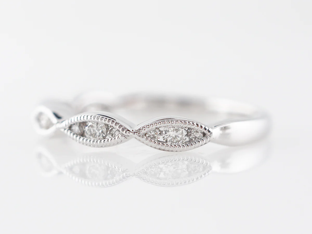 Round Diamonds w/ Marquis Station Wedding Band in 18k - Image 2