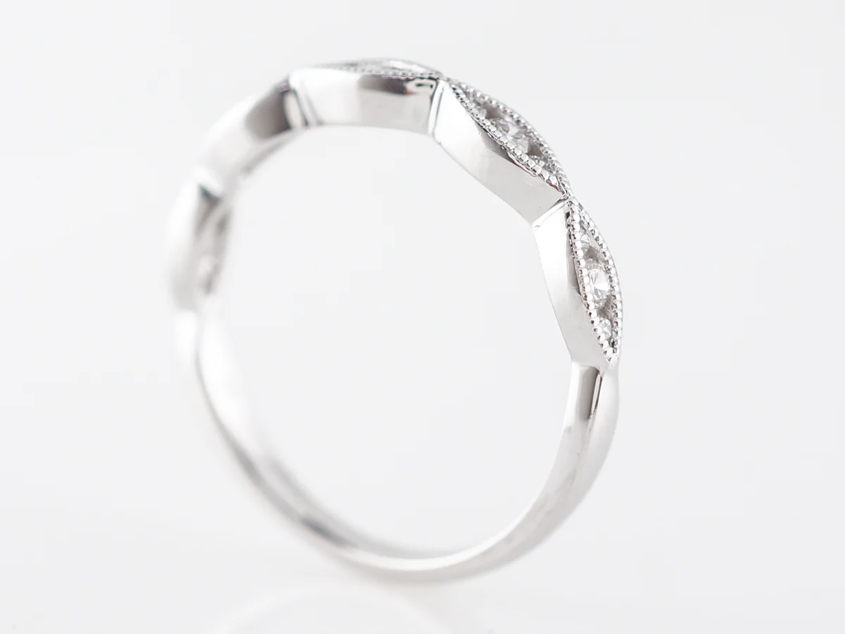 Round Diamonds w/ Marquis Station Wedding Band in 18k - Image 4