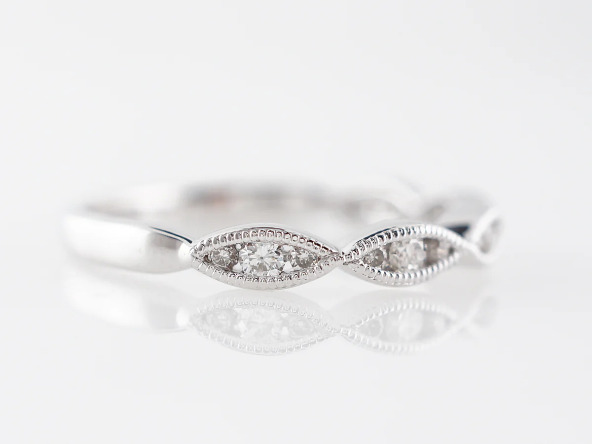 Round Diamonds w/ Marquis Station Wedding Band in 18k - Image 6