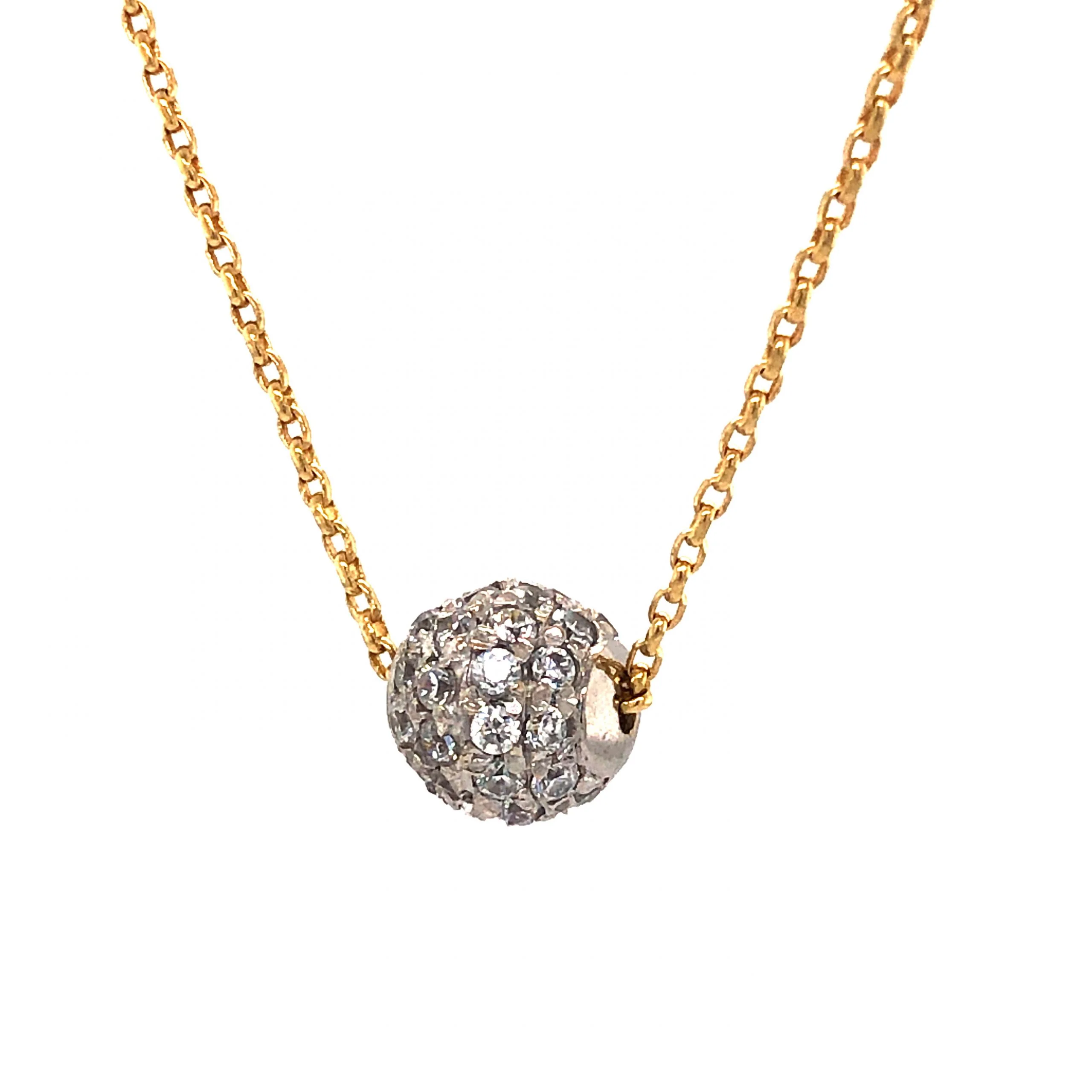 Round Pave Diamond Pendant Necklace in 18k Gold - Image 3