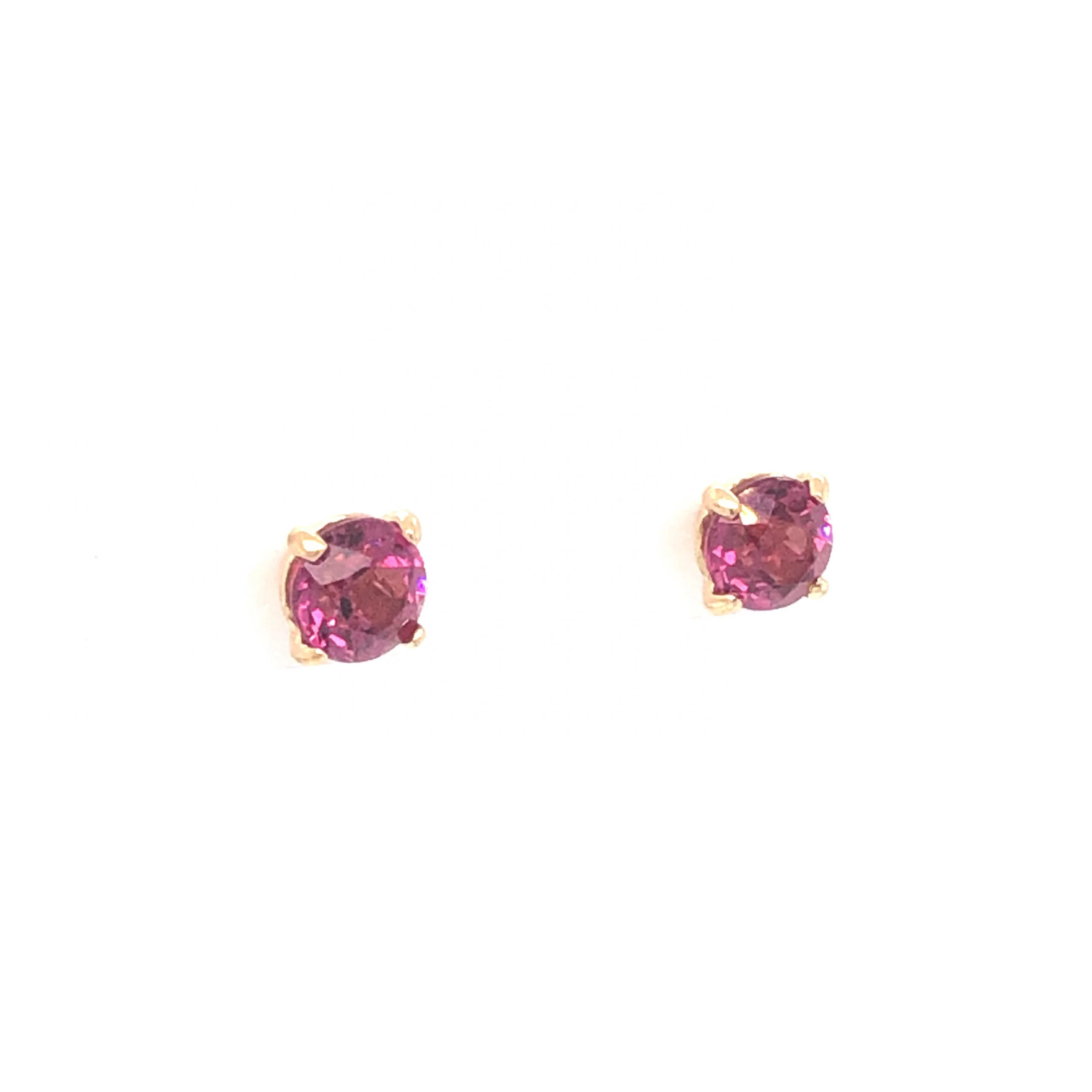 Round Pink Tourmaline Earrings in 14k Yellow Gold - Image 3