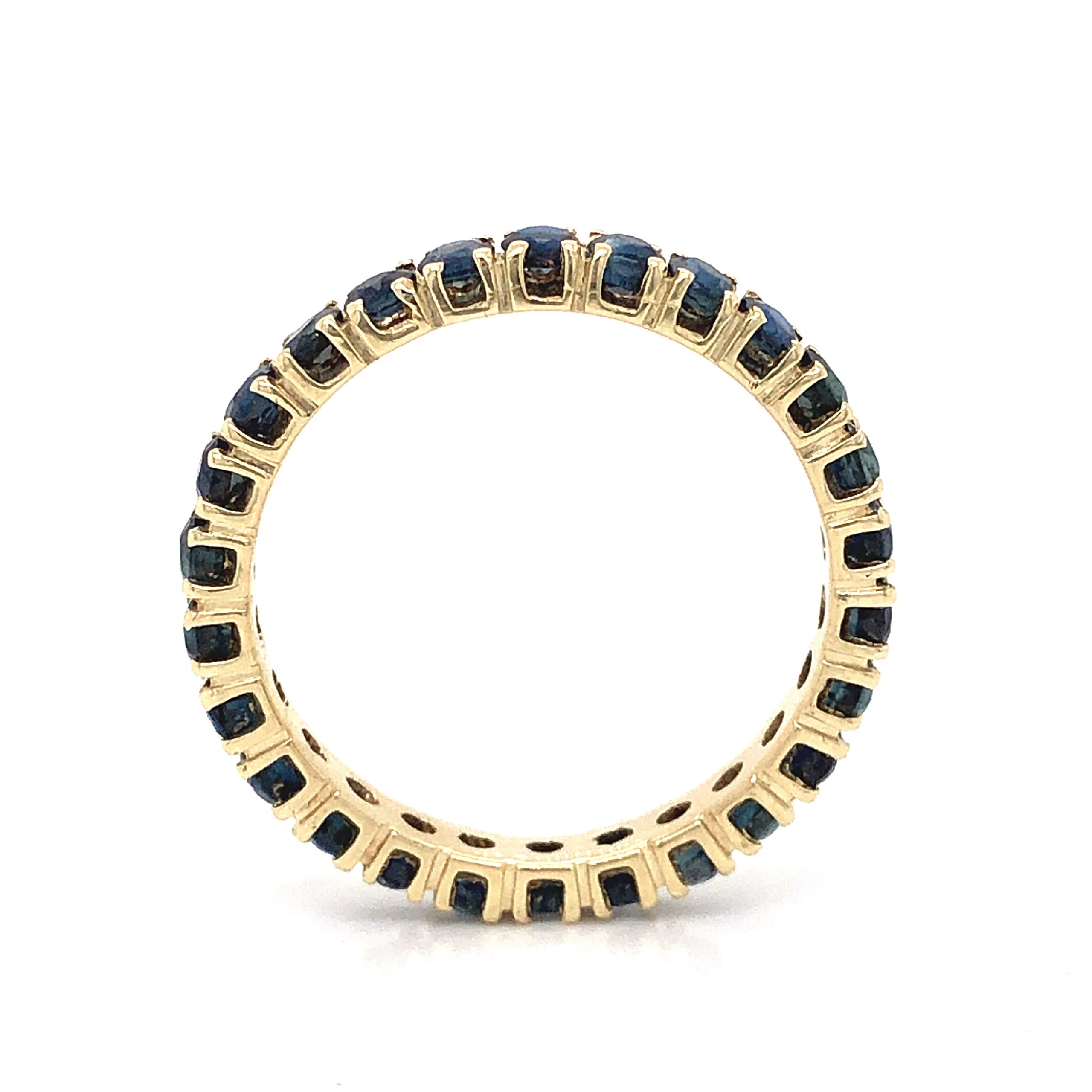 Round Sapphire Eternity Wedding Band in 14k Yellow Gold - Image 2