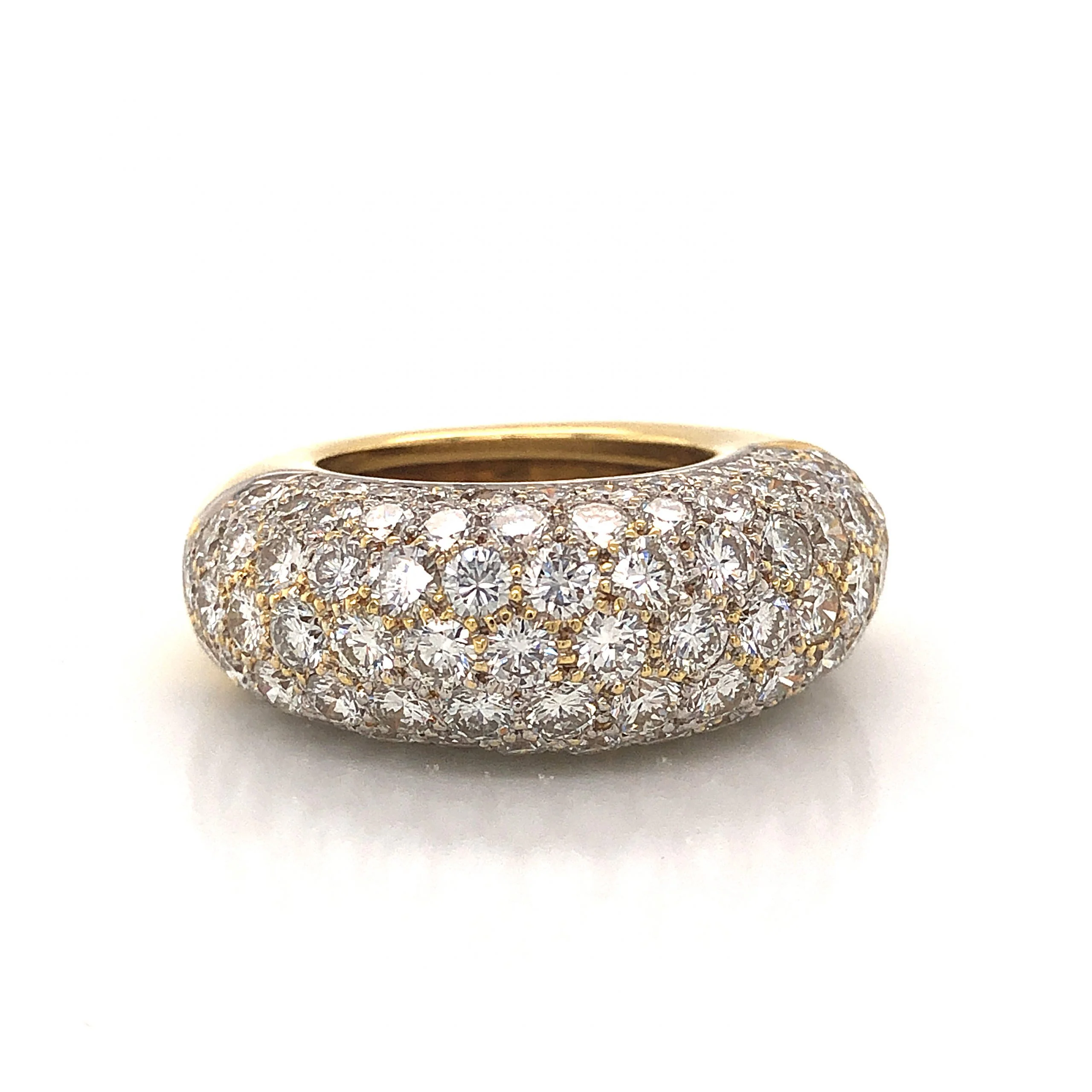 Rounded Pave Diamond Cocktail Ring 18k Yellow & White Gold