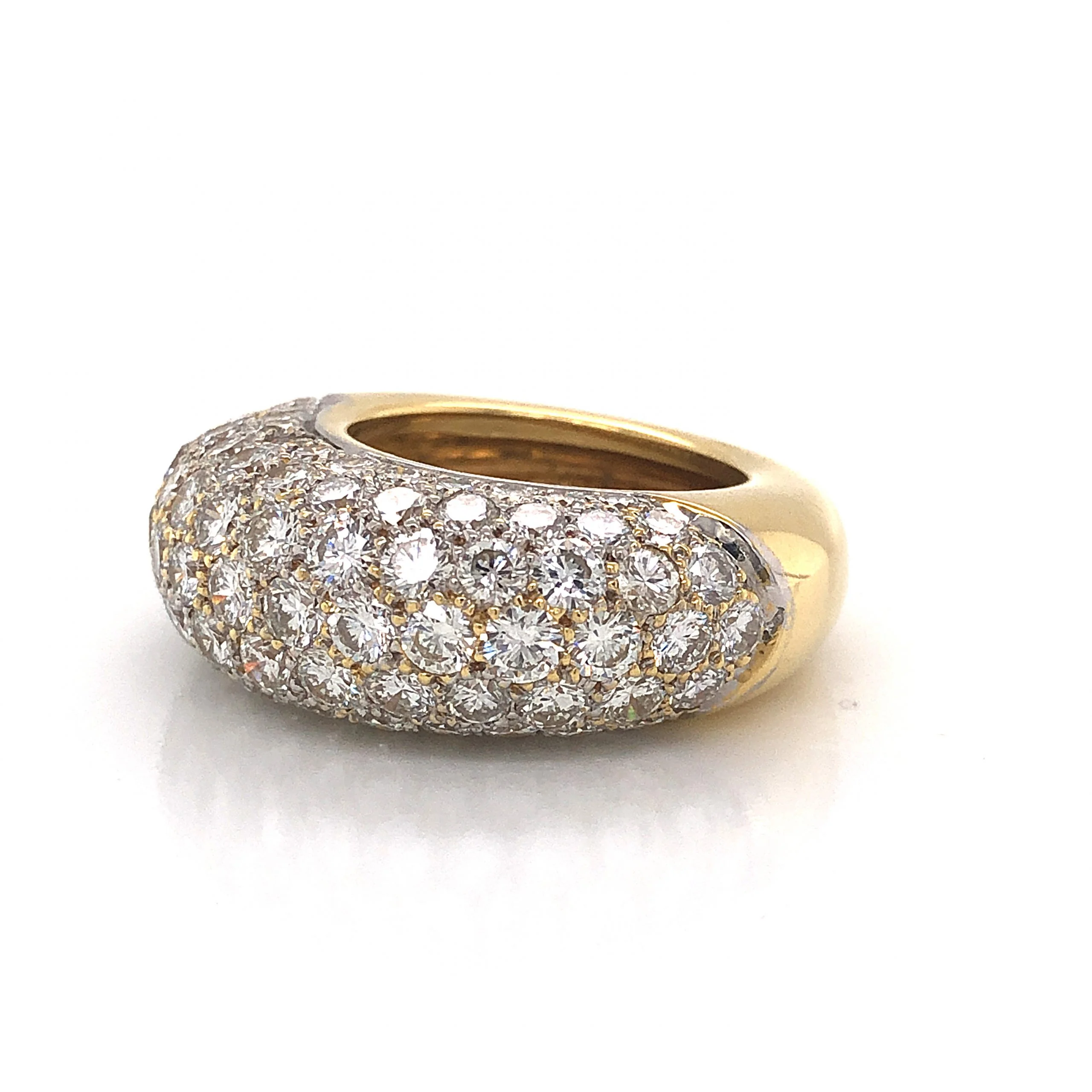 Rounded Pave Diamond Cocktail Ring 18k Yellow & White Gold - Image 2