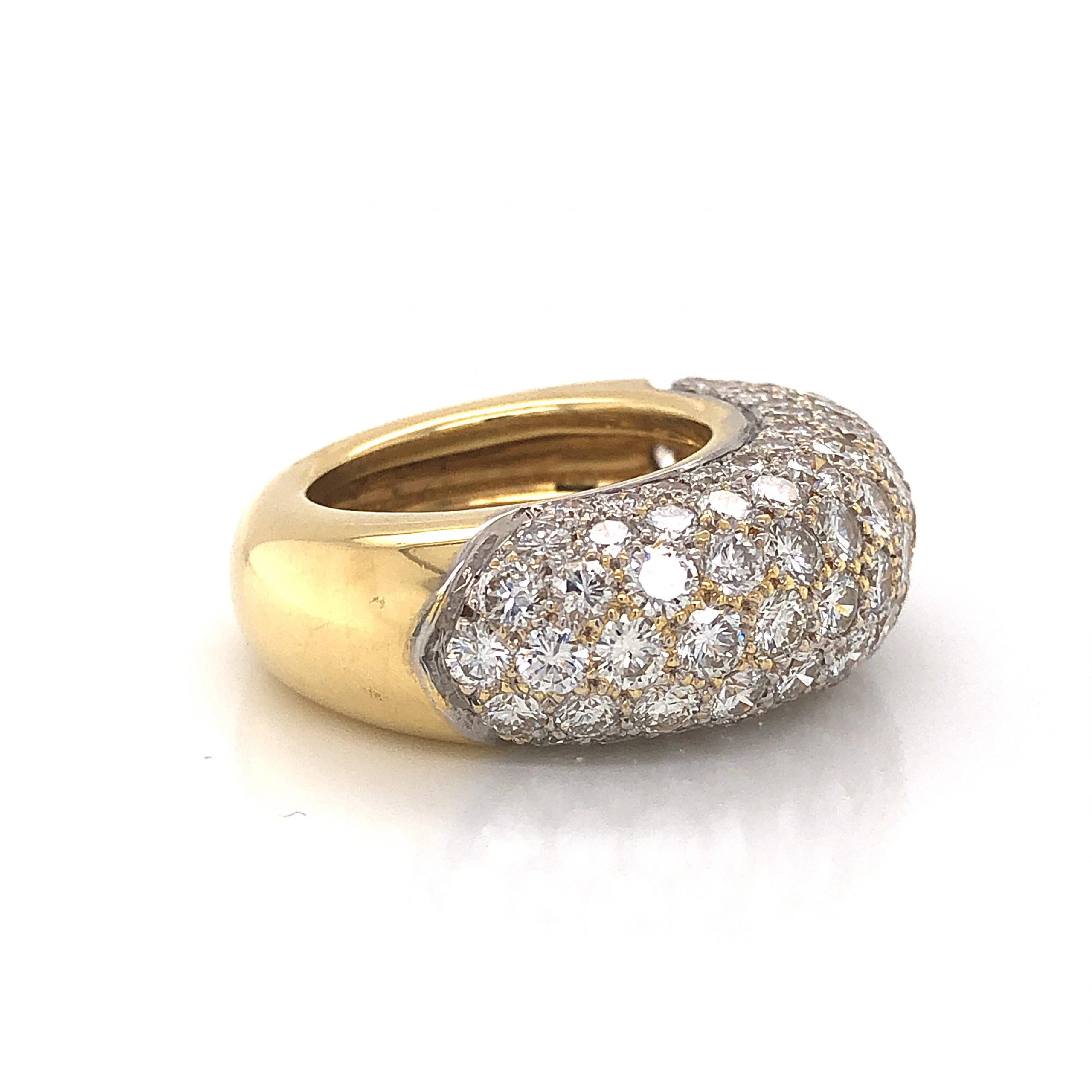 Rounded Pave Diamond Cocktail Ring 18k Yellow & White Gold - Image 3