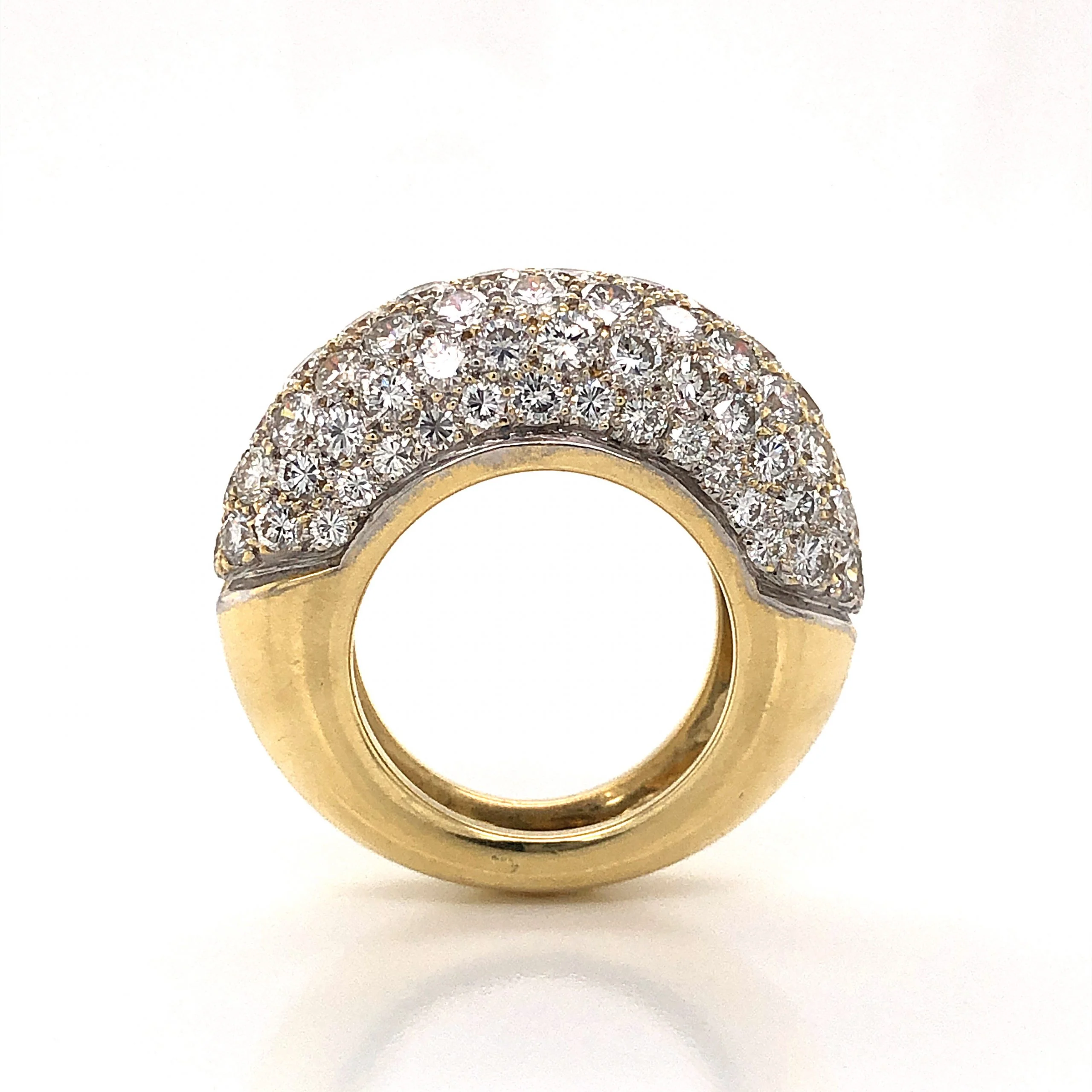 Rounded Pave Diamond Cocktail Ring 18k Yellow & White Gold - Image 5