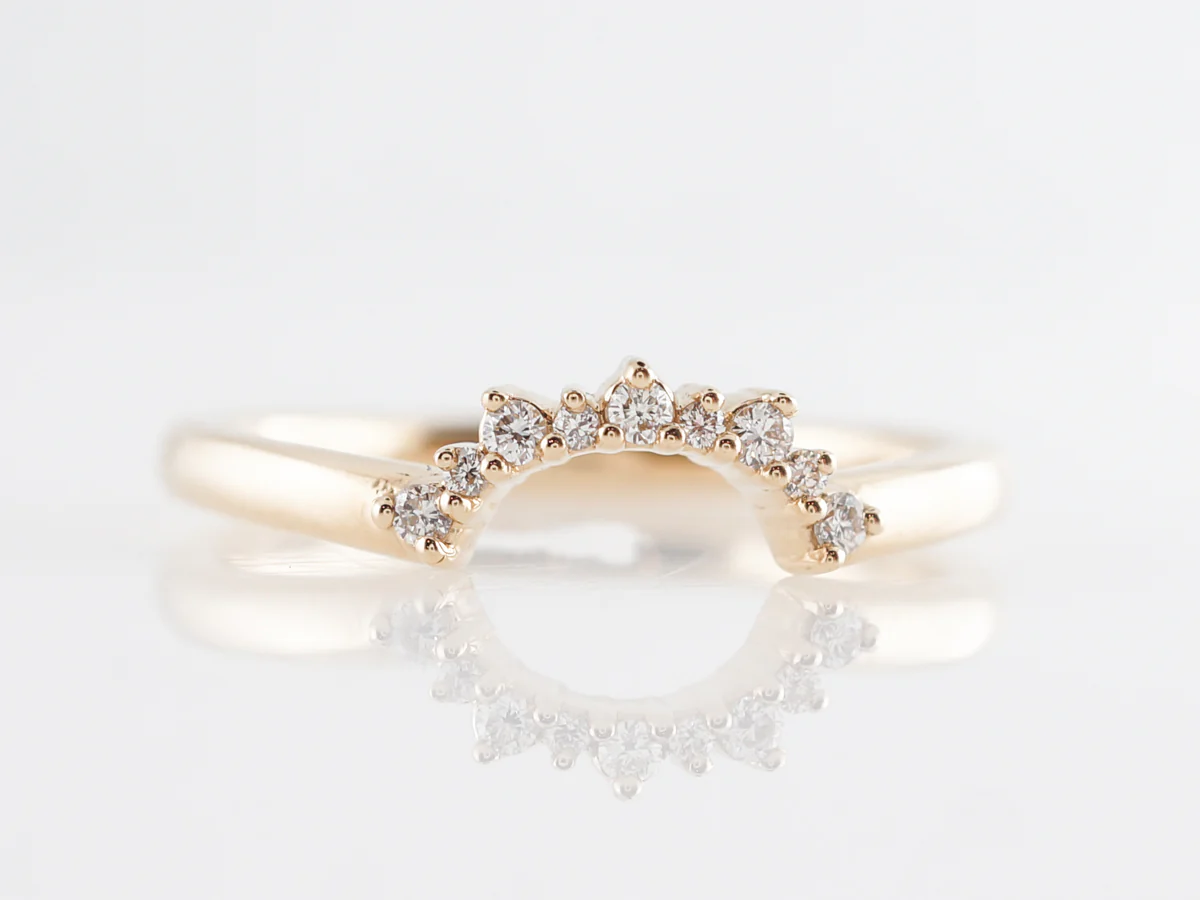 Rounded Wedding Band w/ Diamonds in 14k Yellow Gold