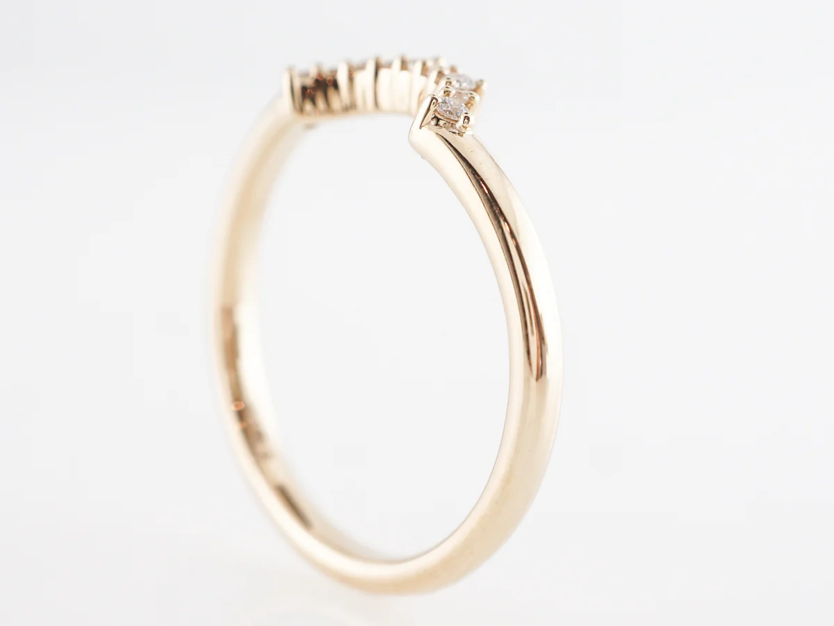 Rounded Wedding Band w/ Diamonds in 14k Yellow Gold - Image 4