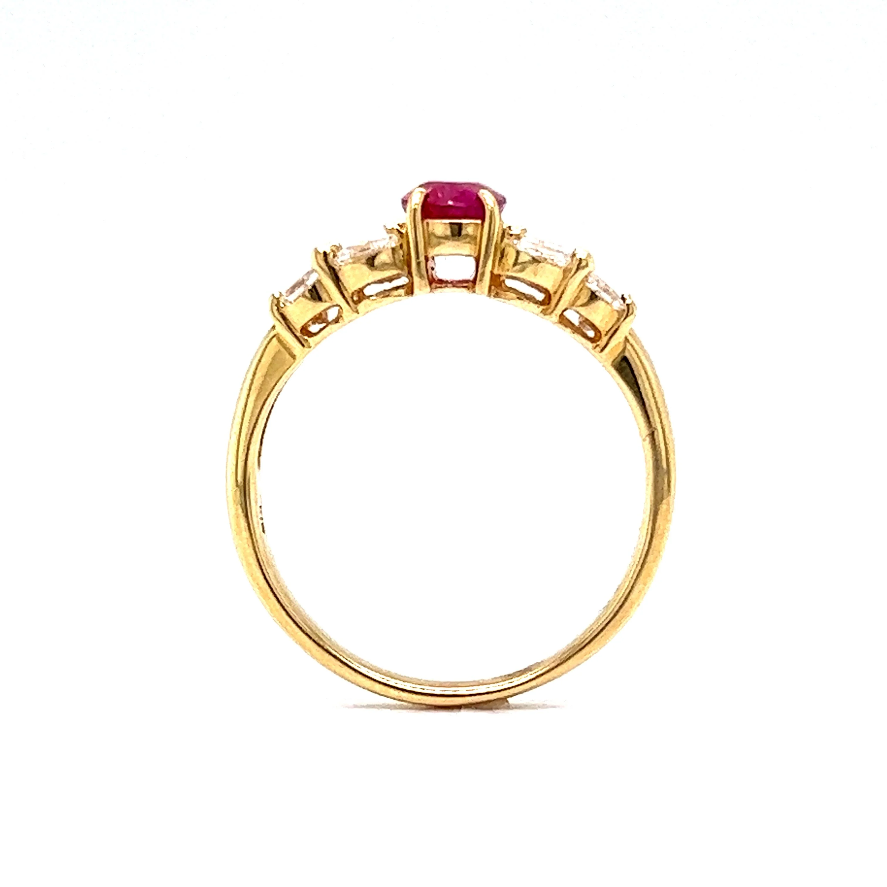 Ruby & Diamond Cluster Right Hand Ring in 18k Yellow Gold - Image 4