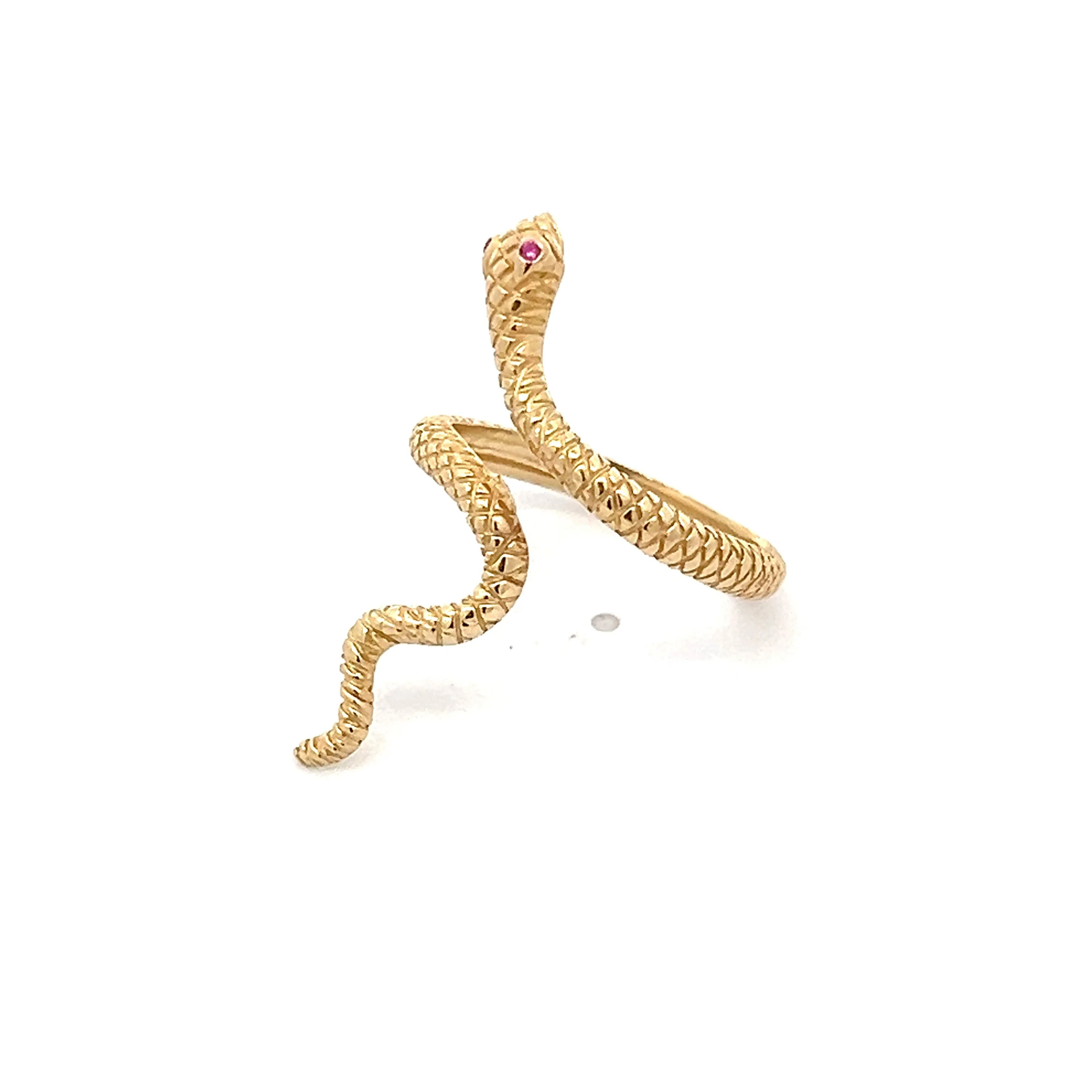 Ruby Eye Snake Ring in 14k Yellow Gold - Image 2
