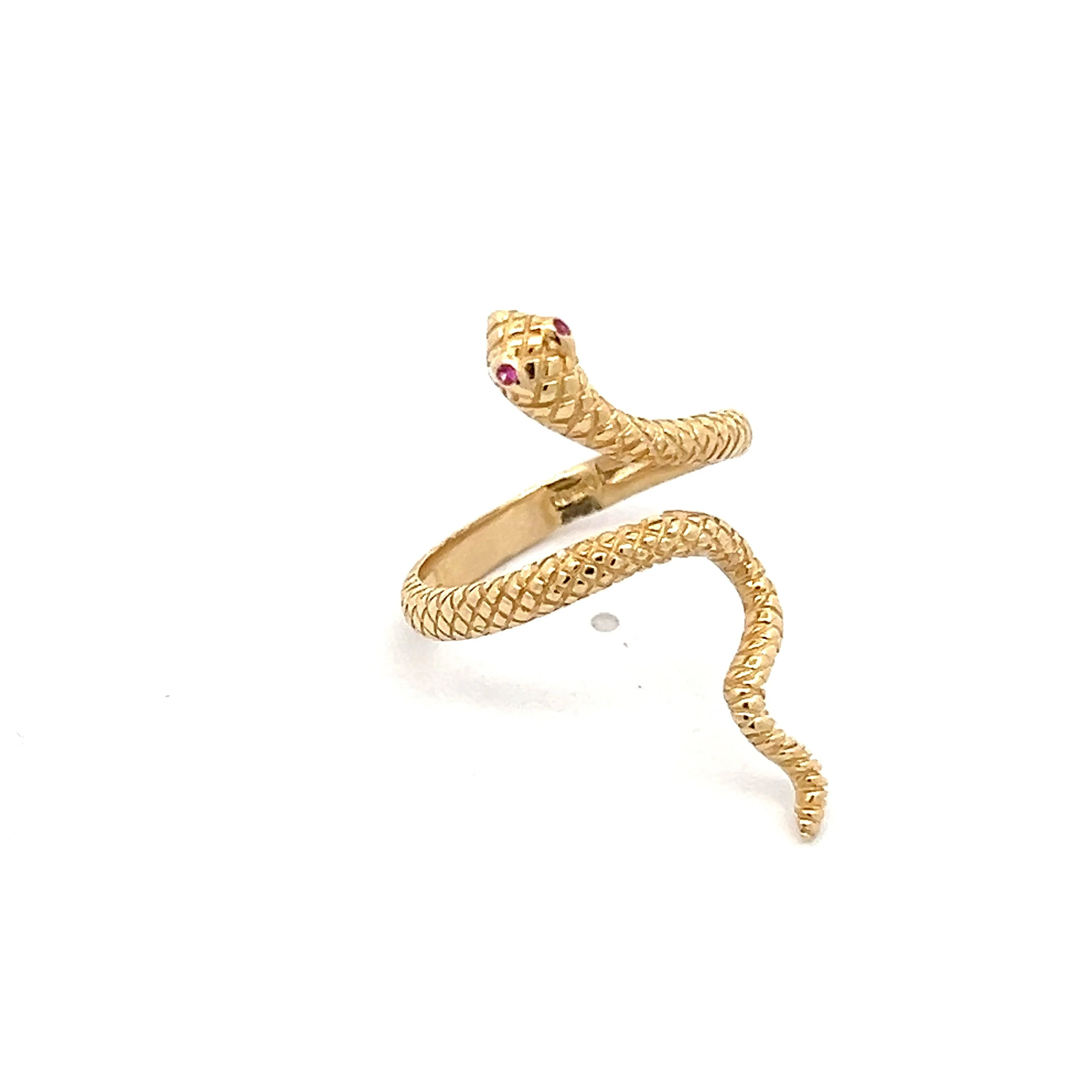 Ruby Eye Snake Ring in 14k Yellow Gold - Image 3