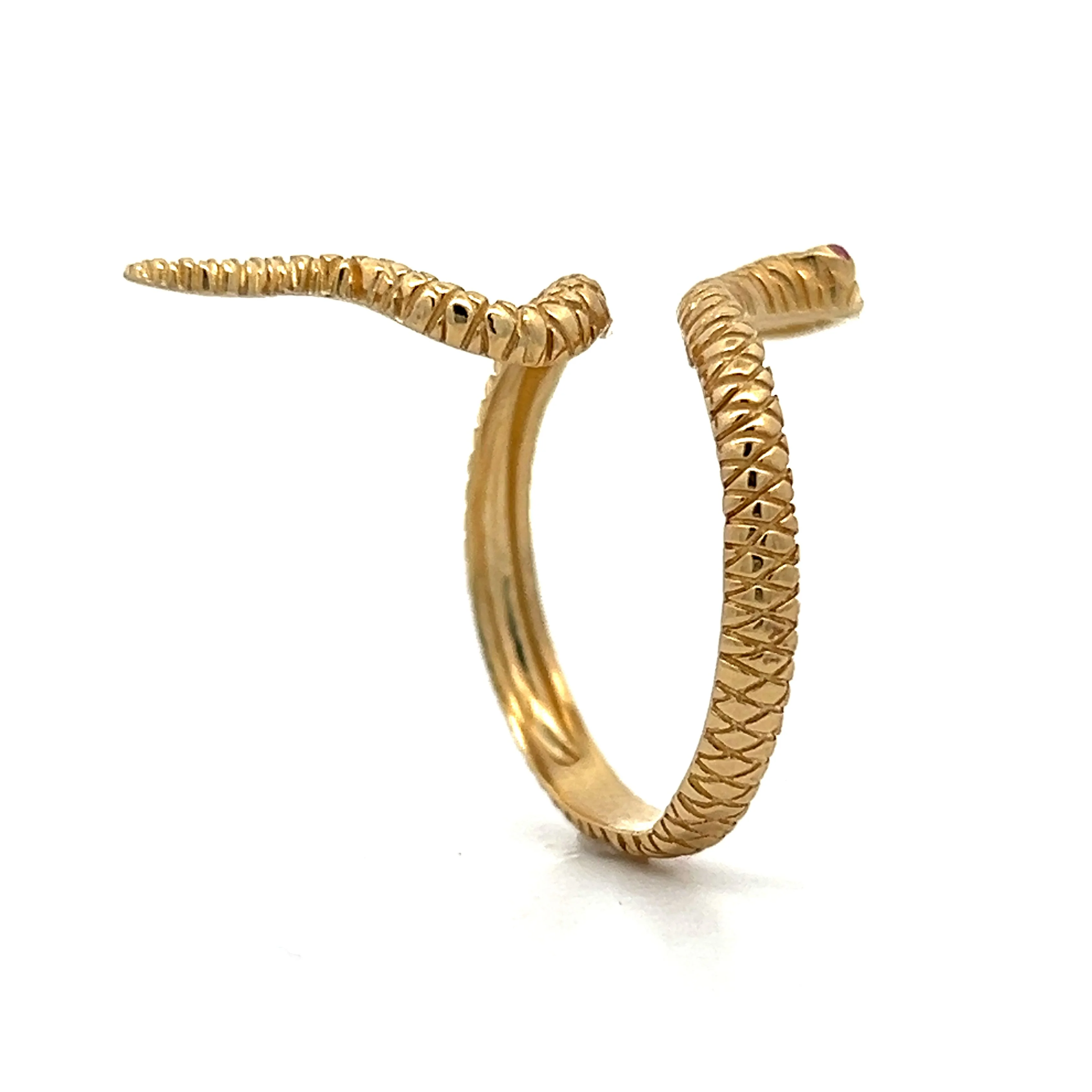 Ruby Eye Snake Ring in 14k Yellow Gold - Image 4