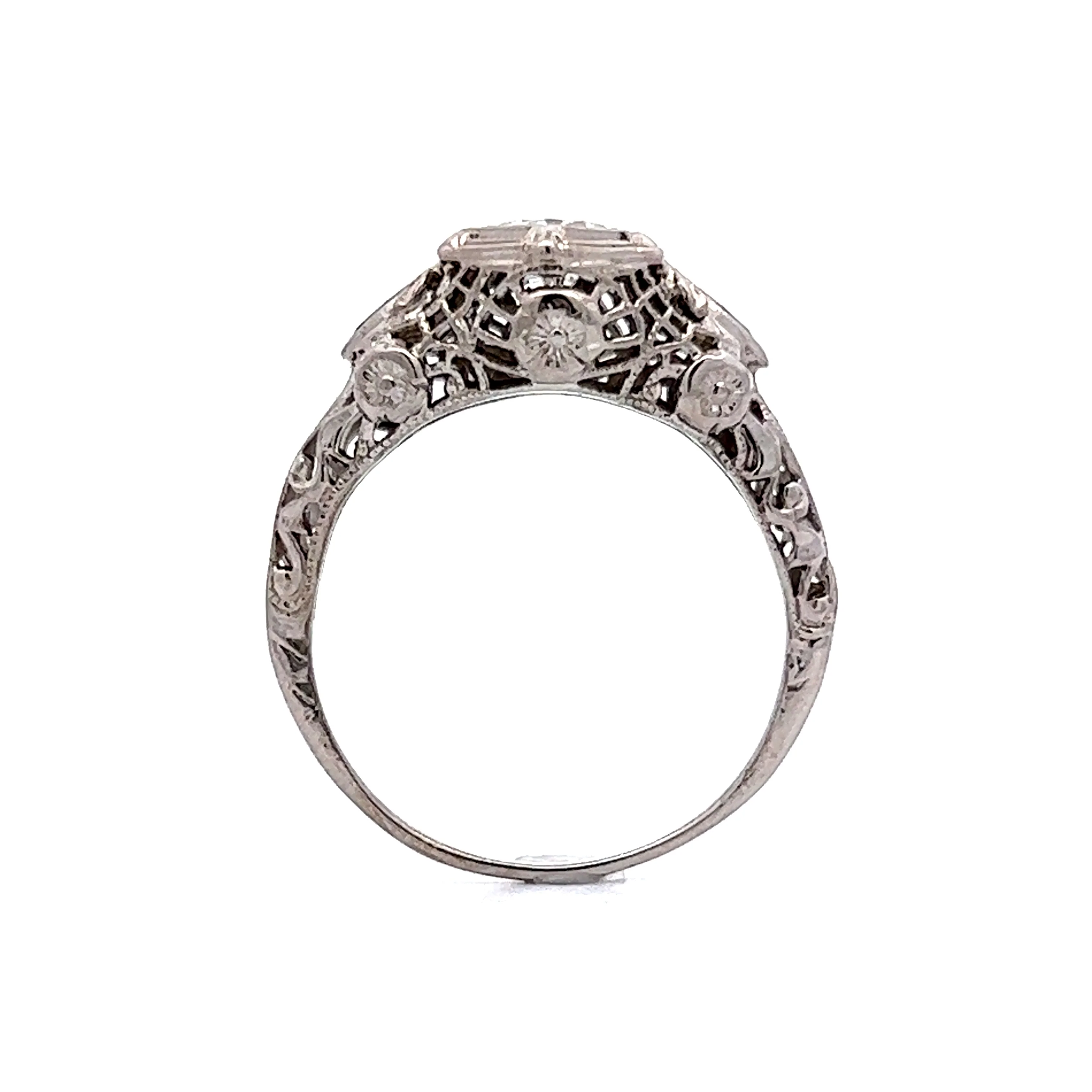 Sapphire Accent Diamond Engagement Ring in 18k White Gold - Image 4