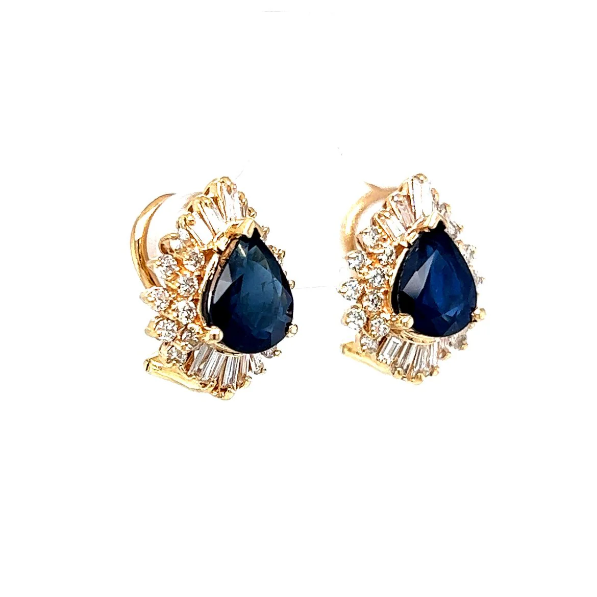 Sapphire & Diamond Ballerina Halo Earrings in 14k Yellow Gold - Image 3