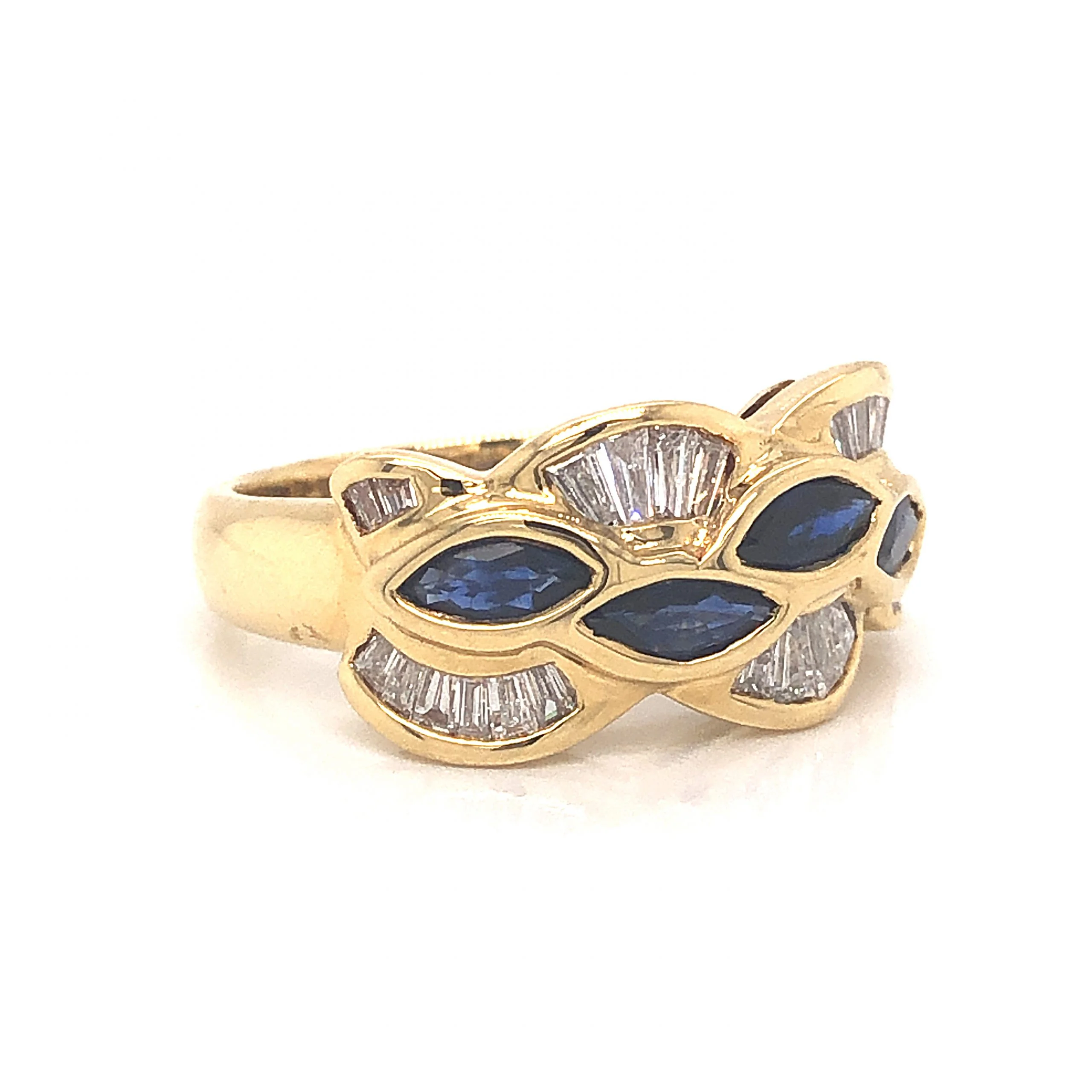 Sapphire & Diamond Cluster Cocktail Ring in 18k Yellow Gold - Image 3