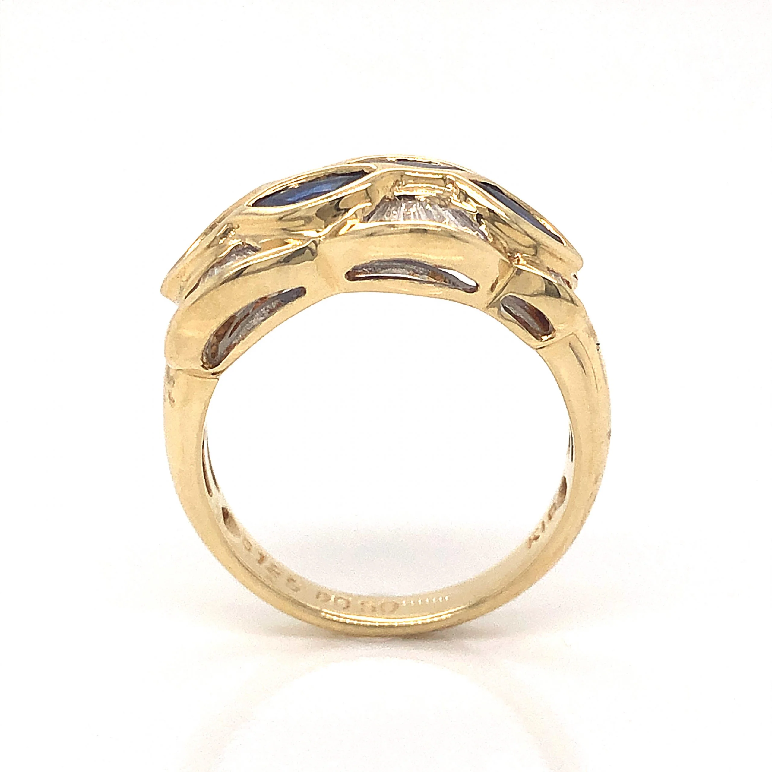 Sapphire & Diamond Cluster Cocktail Ring in 18k Yellow Gold - Image 4