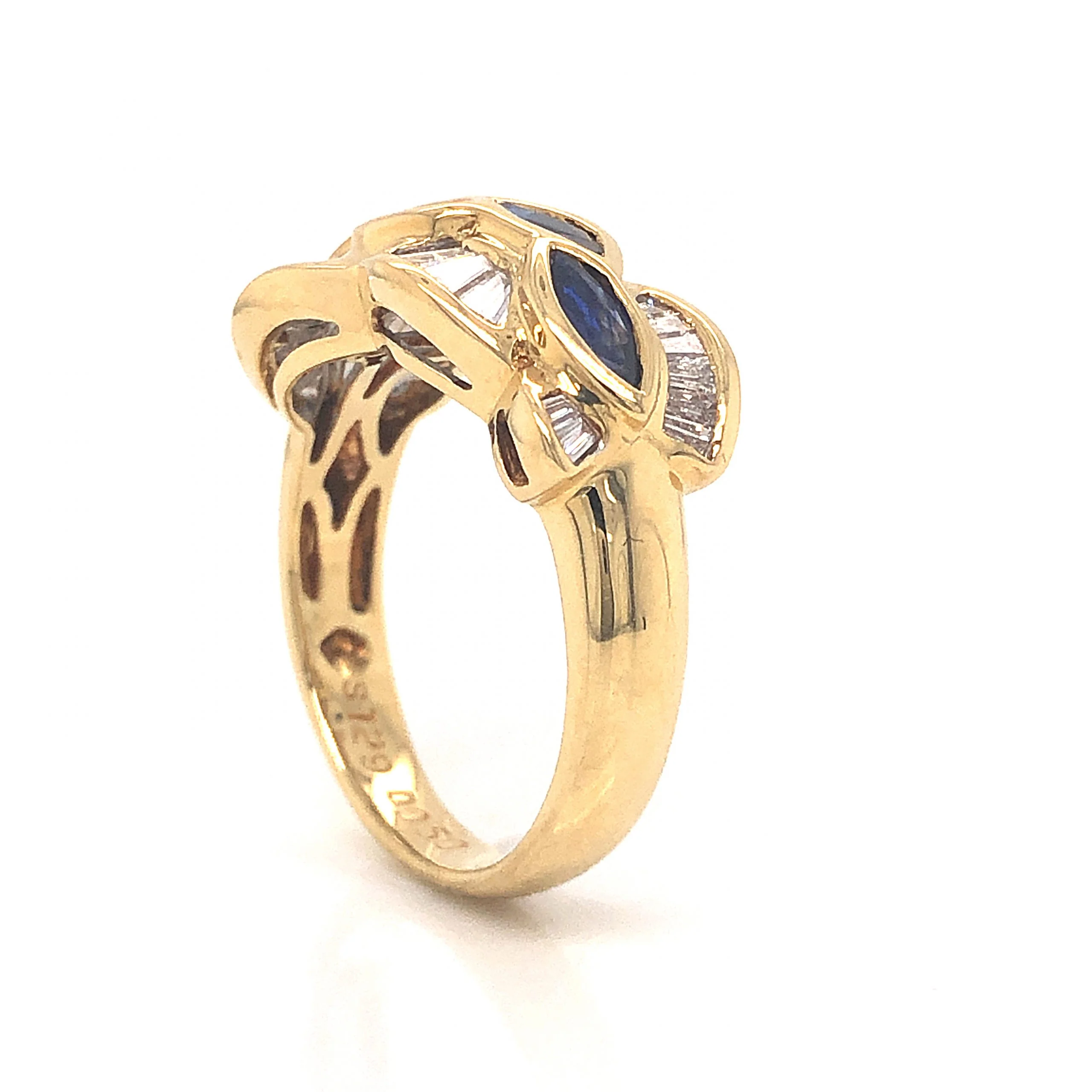 Sapphire & Diamond Cluster Cocktail Ring in 18k Yellow Gold - Image 5