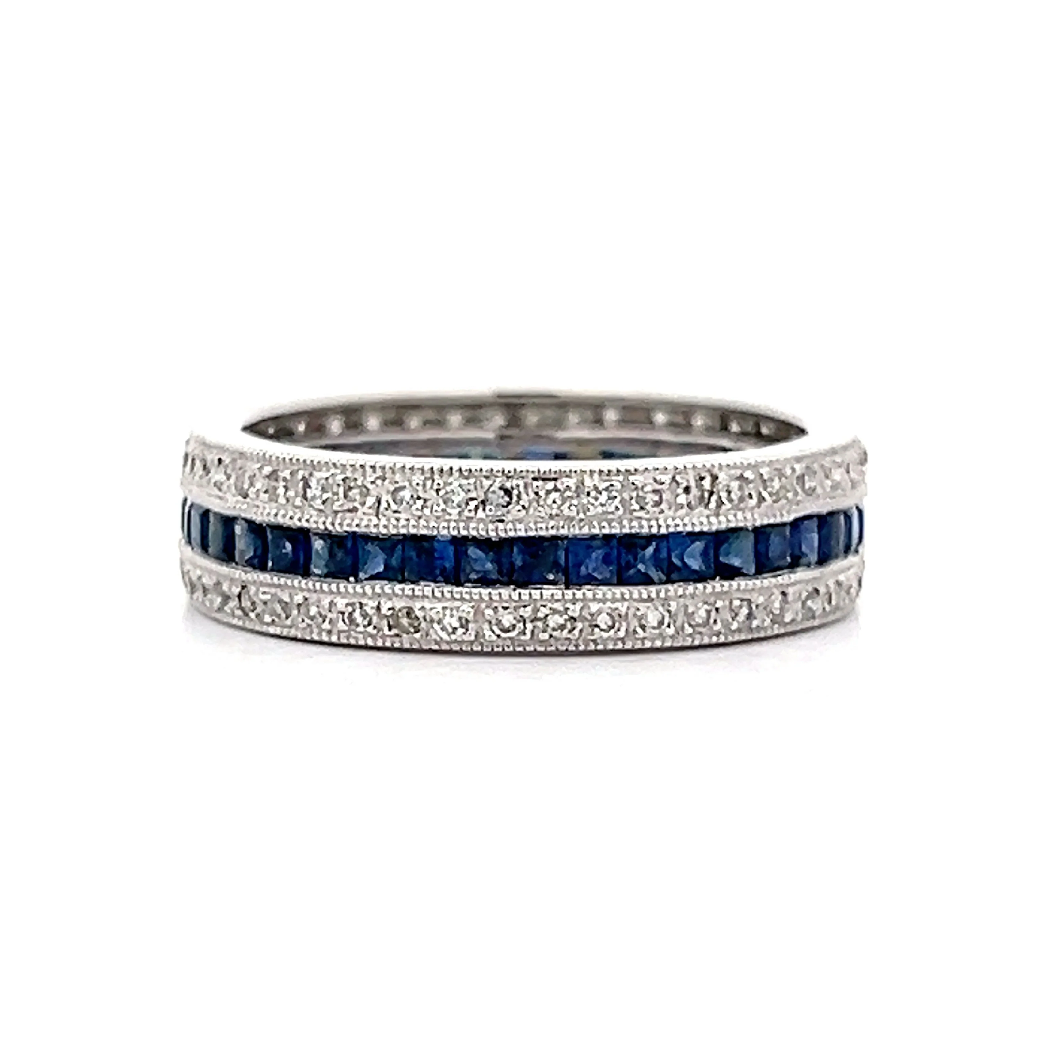 Sapphire & Diamond Eternity Band in 18k White Gold - Image 2