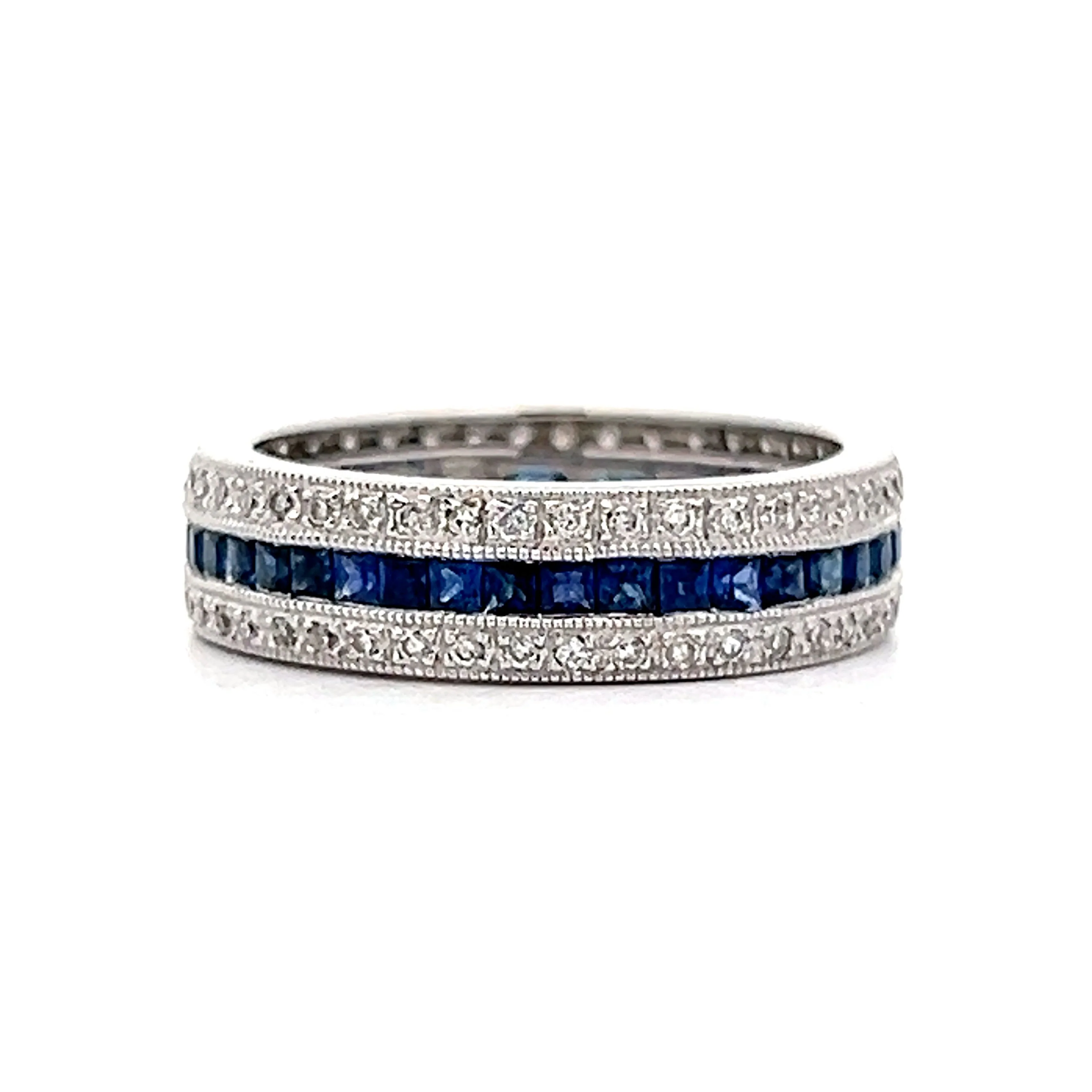 Sapphire & Diamond Eternity Band in 18k White Gold - Image 3