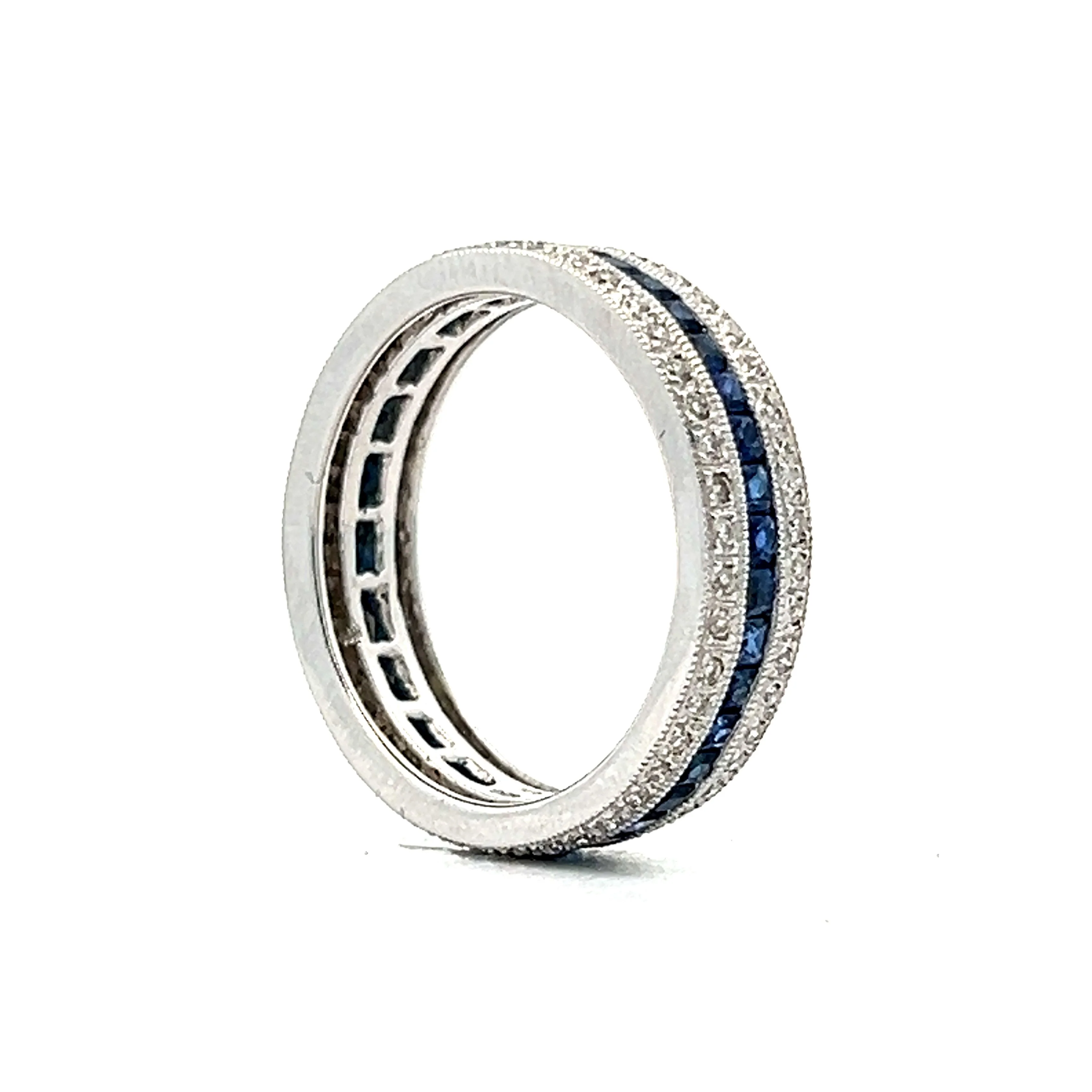 Sapphire & Diamond Eternity Band in 18k White Gold - Image 4