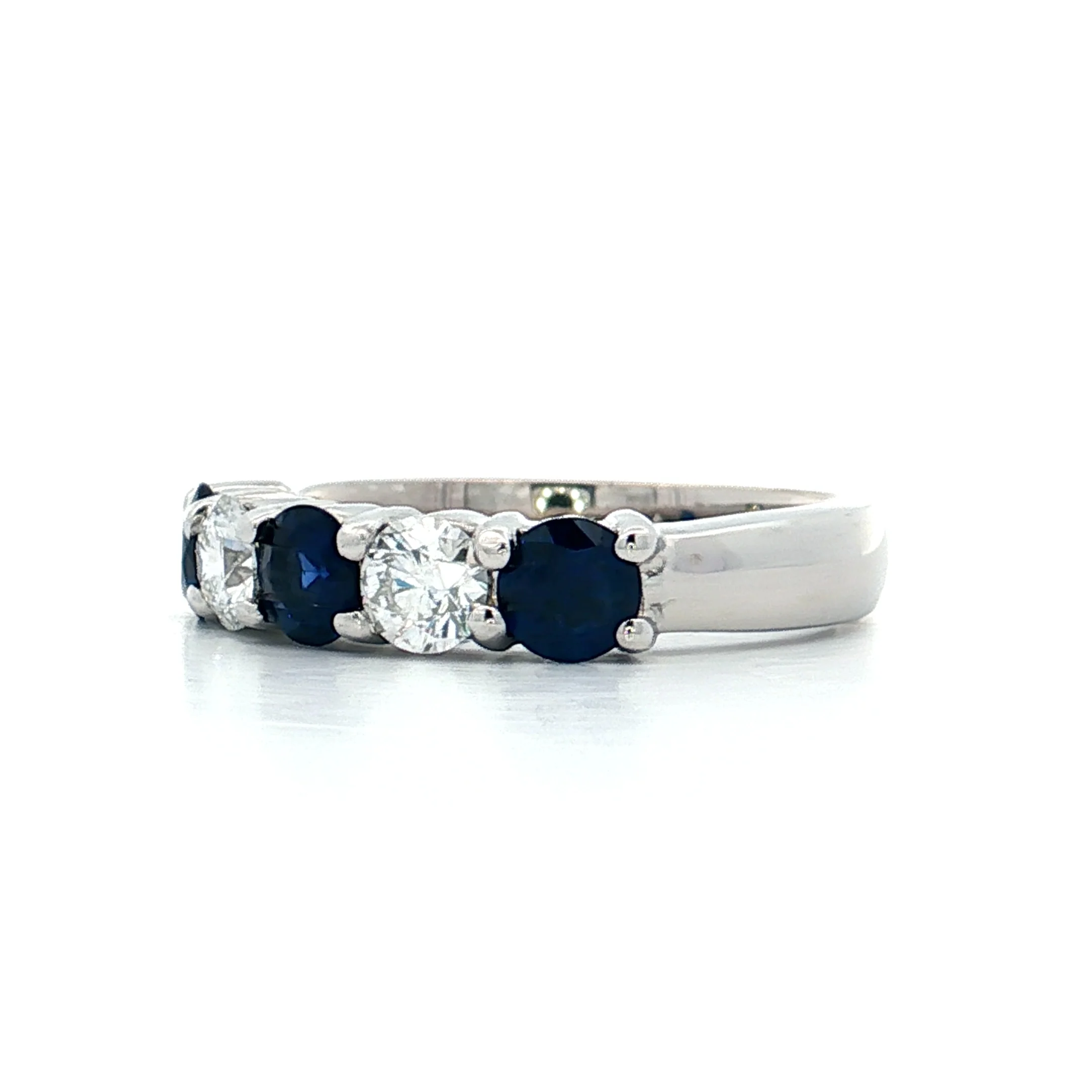 Sapphire & Diamond Five Stone Wedding Band 14k - Image 2
