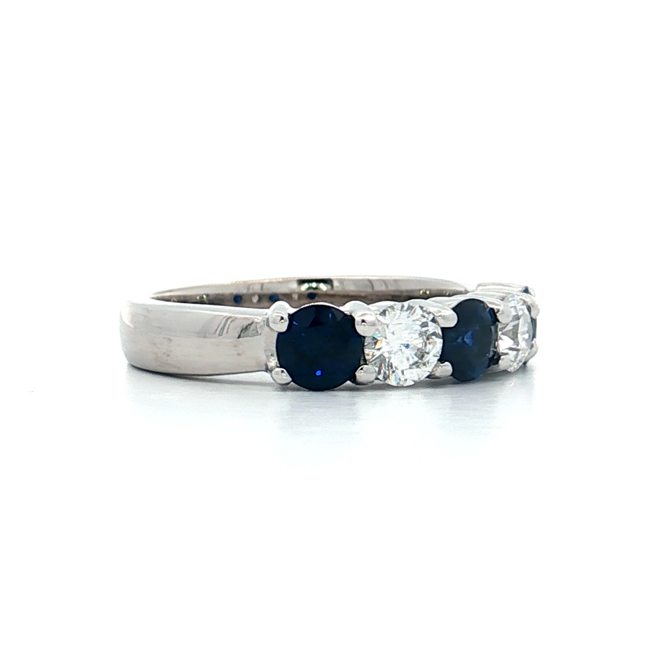 Sapphire & Diamond Five Stone Wedding Band 14k - Image 3
