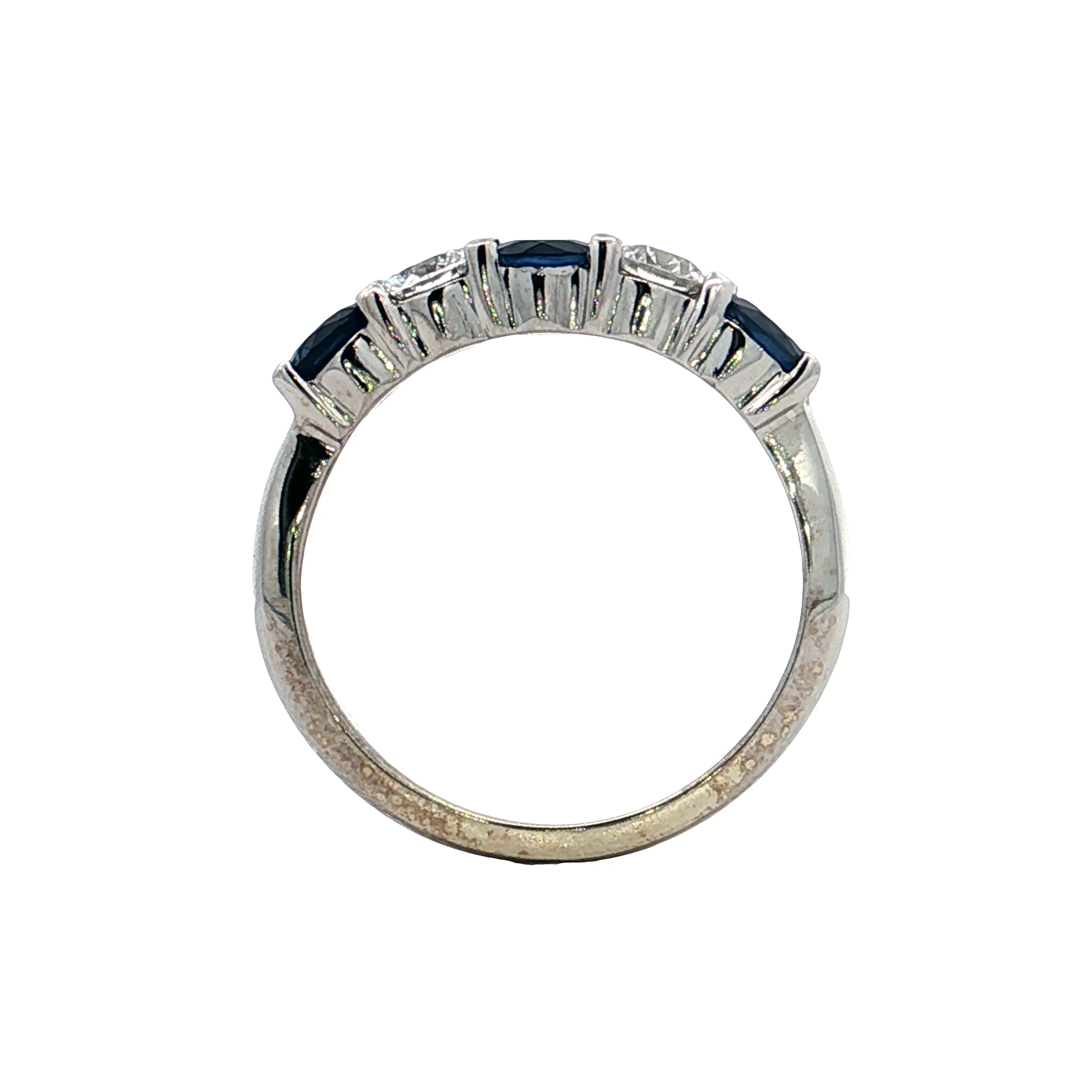 Sapphire & Diamond Five Stone Wedding Band 14k - Image 4