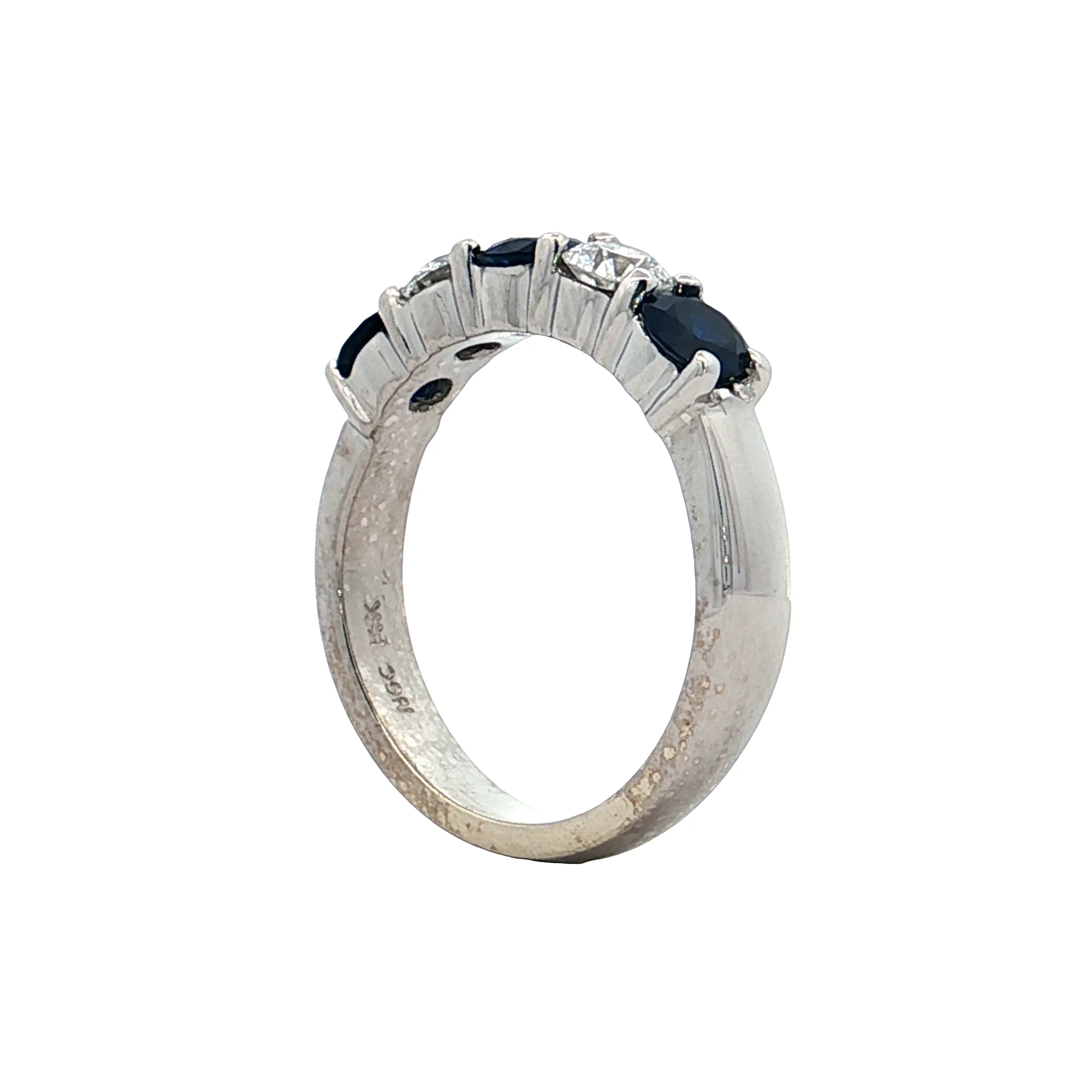 Sapphire & Diamond Five Stone Wedding Band 14k - Image 5