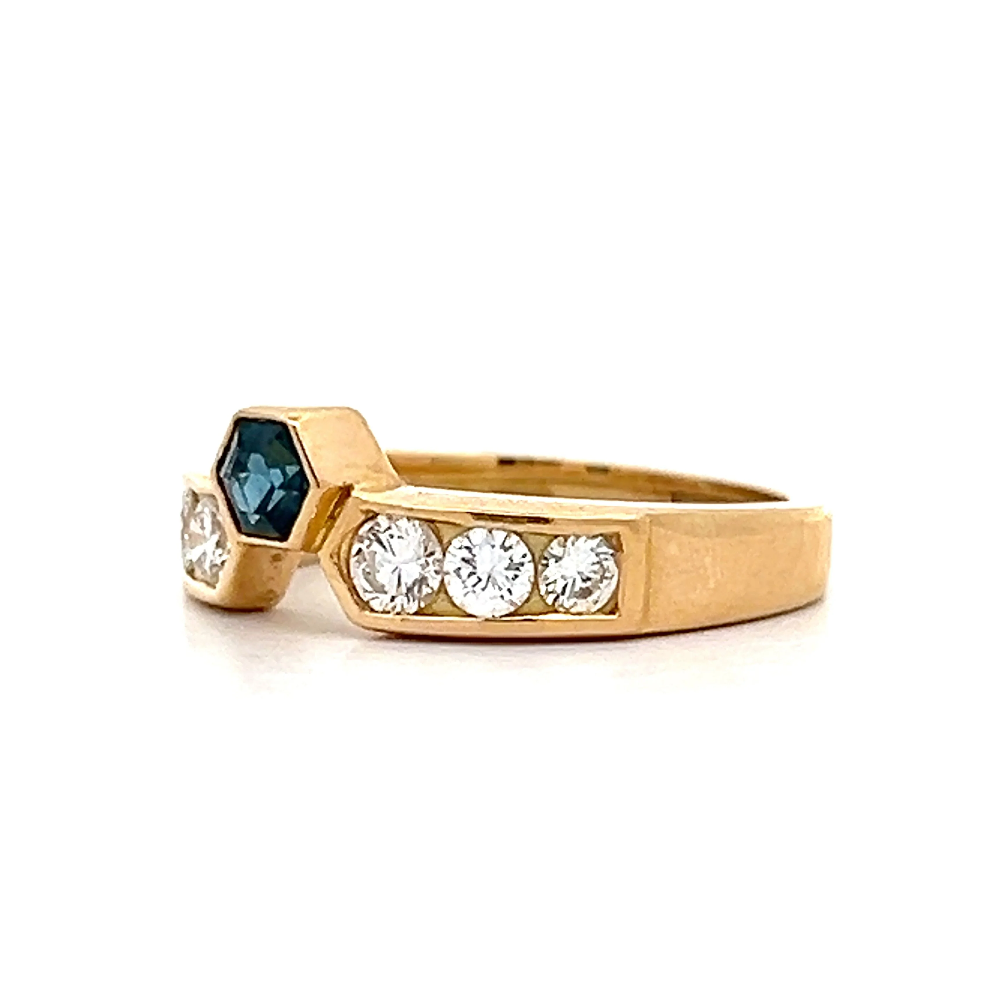 Sapphire & Diamond Stacking Ring in 18k Yellow Gold - Image 2