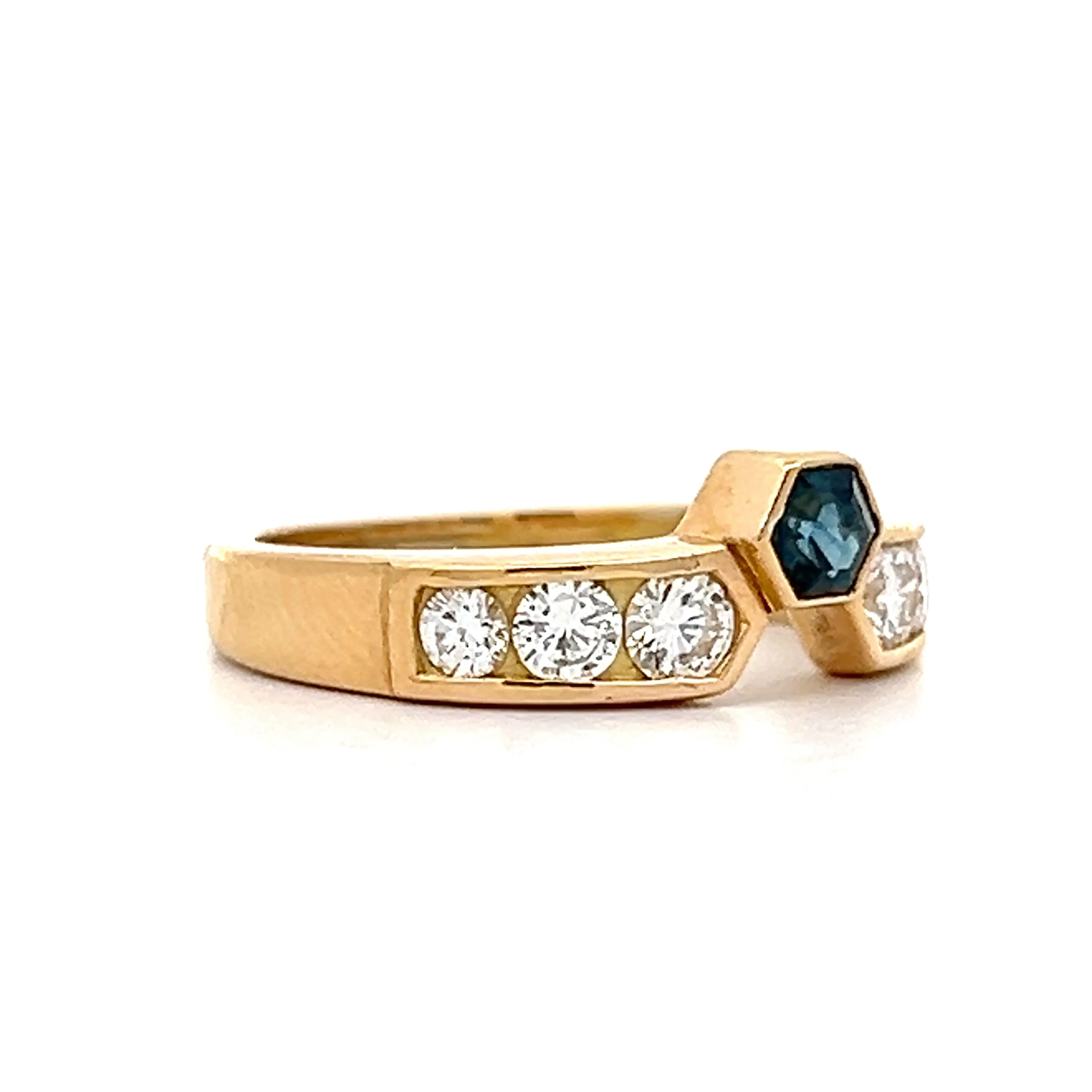Sapphire & Diamond Stacking Ring in 18k Yellow Gold - Image 3