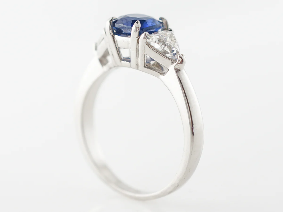 Sapphire & Diamond Three Stone Engagement Ring in Platinum - Image 5