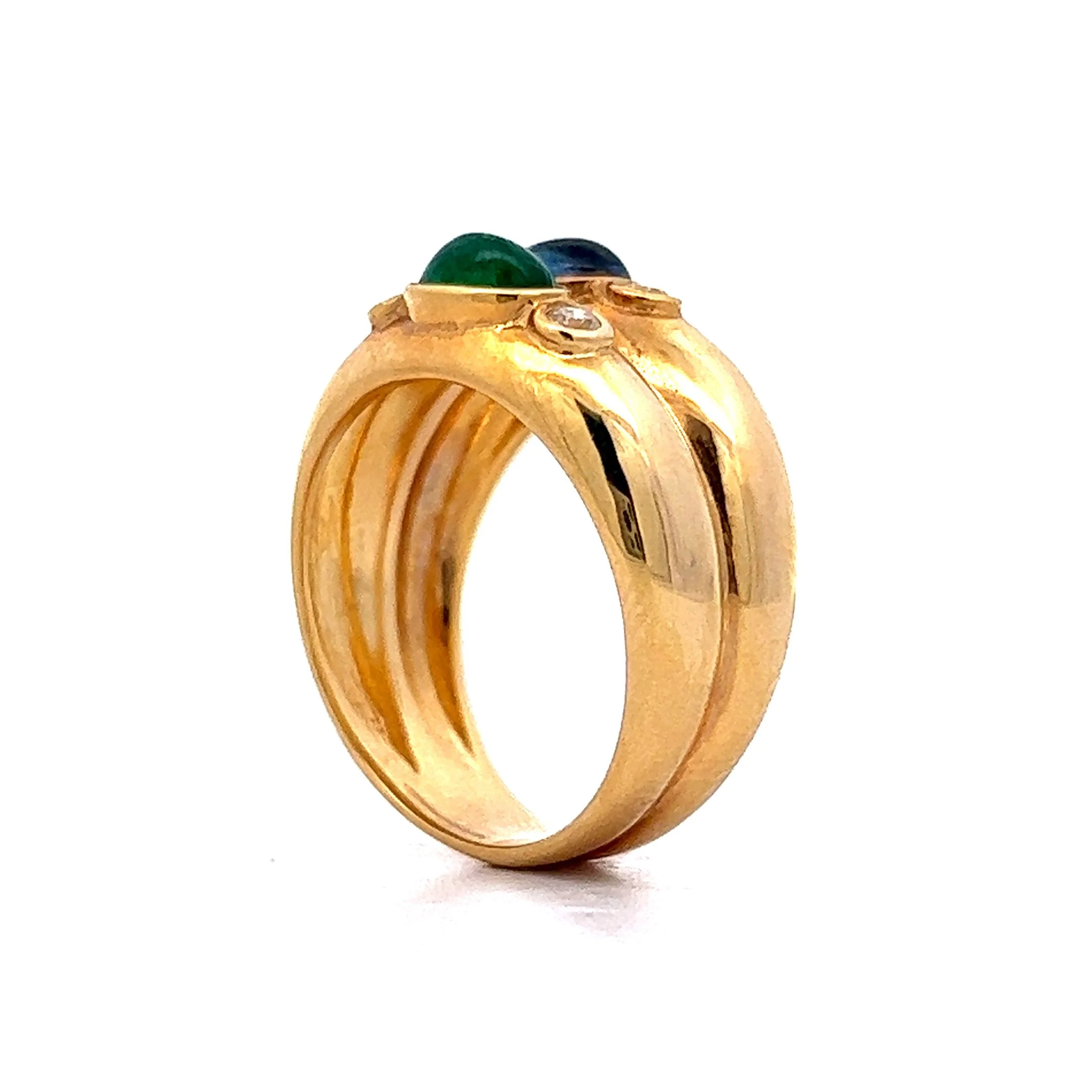 Sapphire & Emerald Ring in 18k Yellow Gold - Image 5
