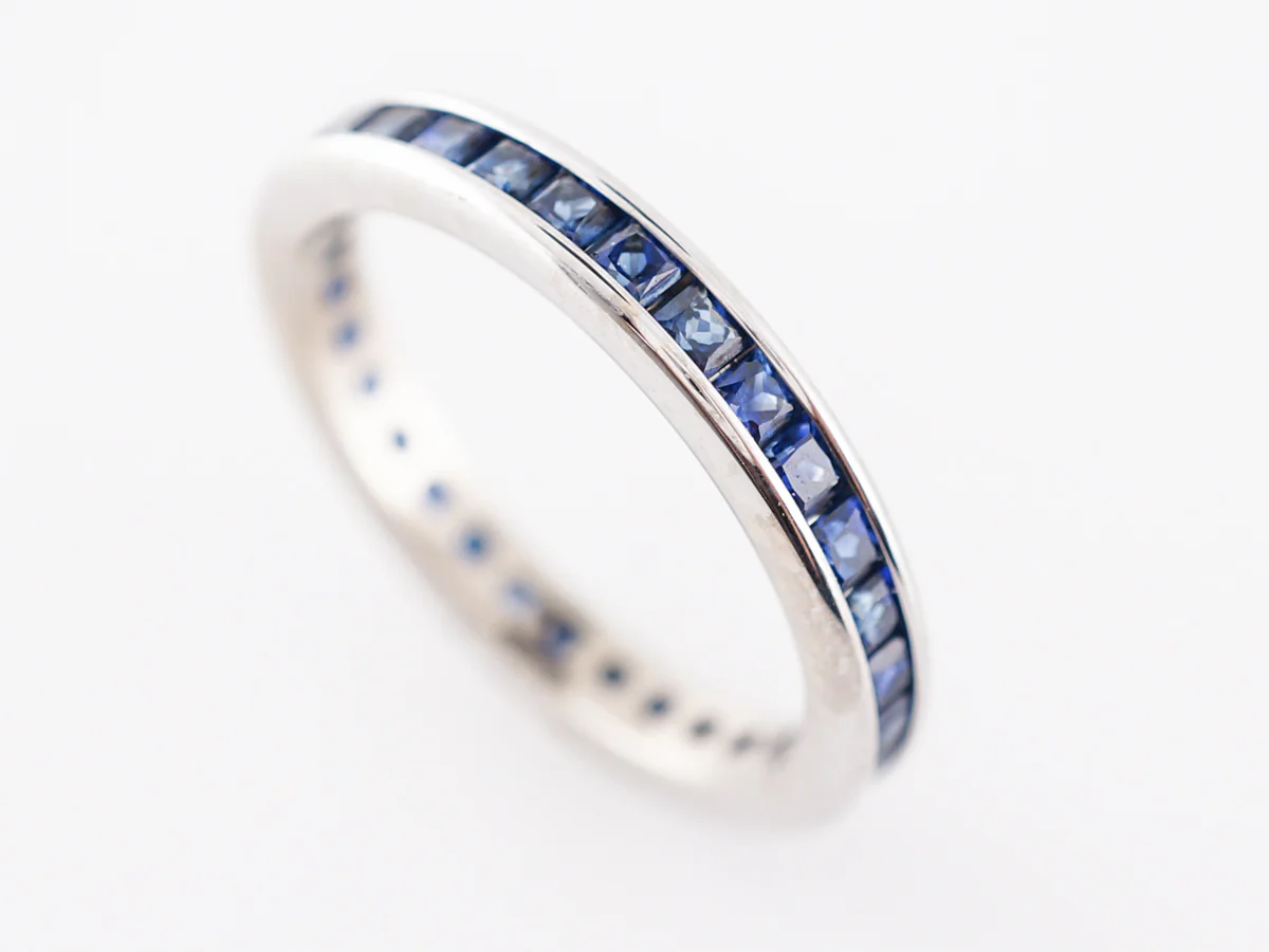 Sapphire Eternity Wedding Band in 14k White Gold - Image 4