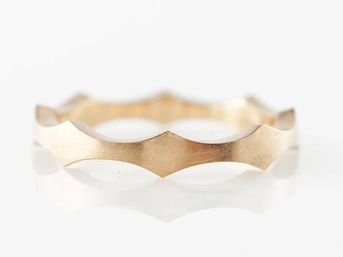 Scalloped Yellow Gold Ring w/ Brushed Finish