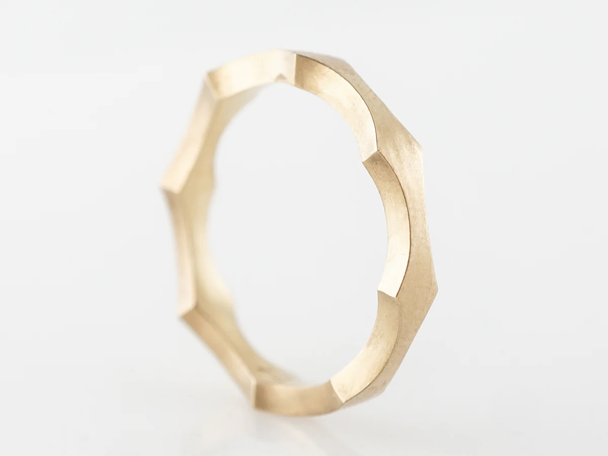 Scalloped Yellow Gold Ring w/ Brushed Finish - Image 3