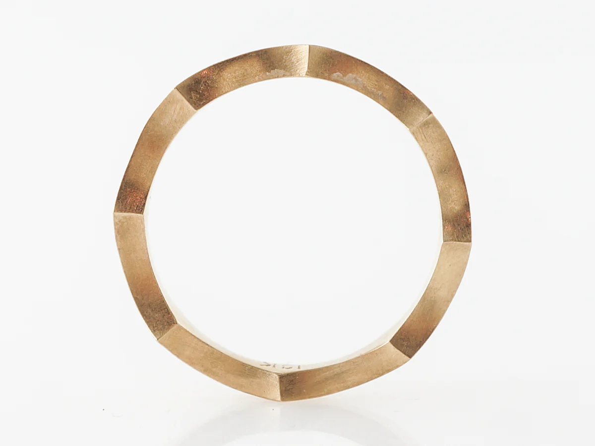 Scalloped Yellow Gold Ring w/ Brushed Finish - Image 4