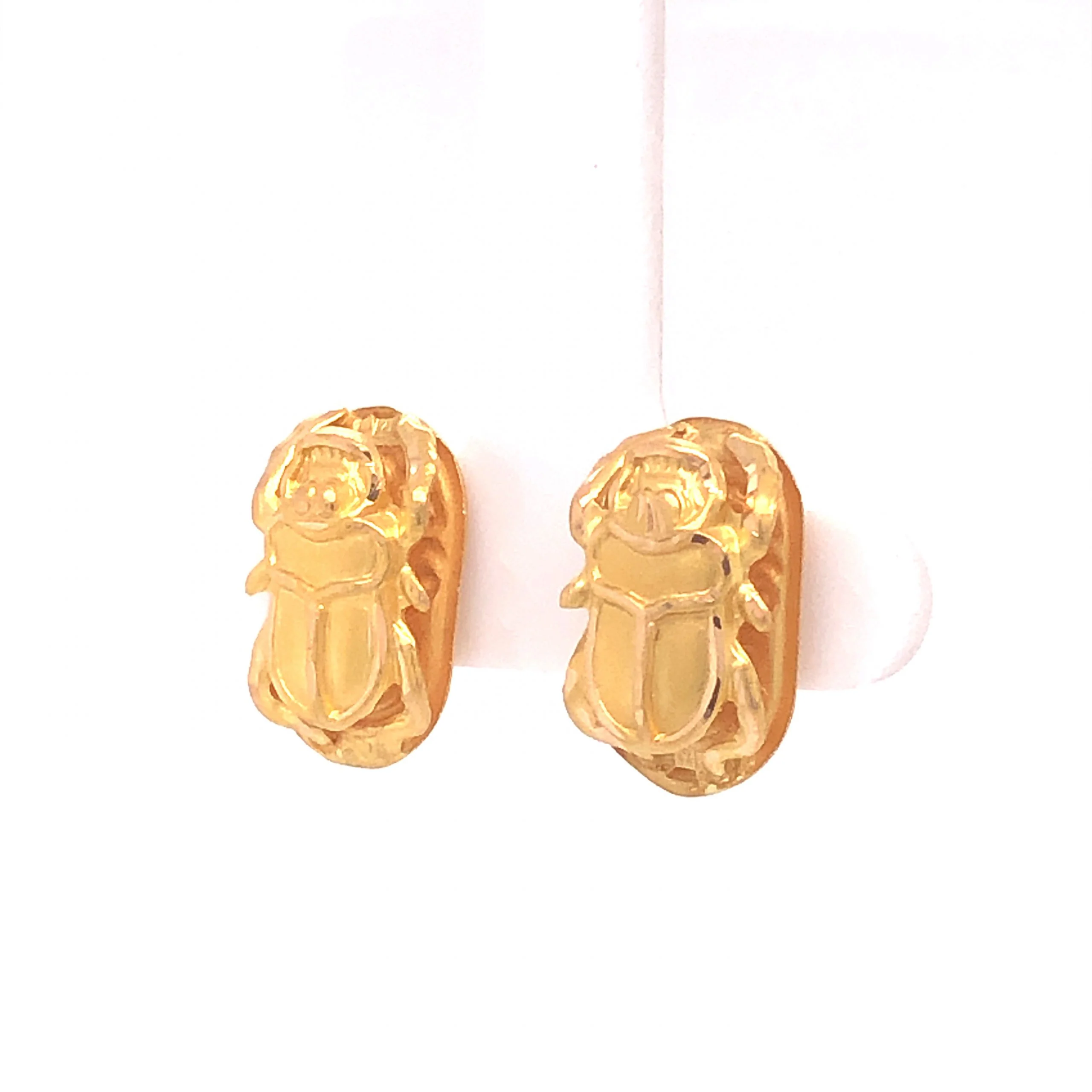 Scarab Beetle Stud Earrings in 18k Yellow Gold - Image 2