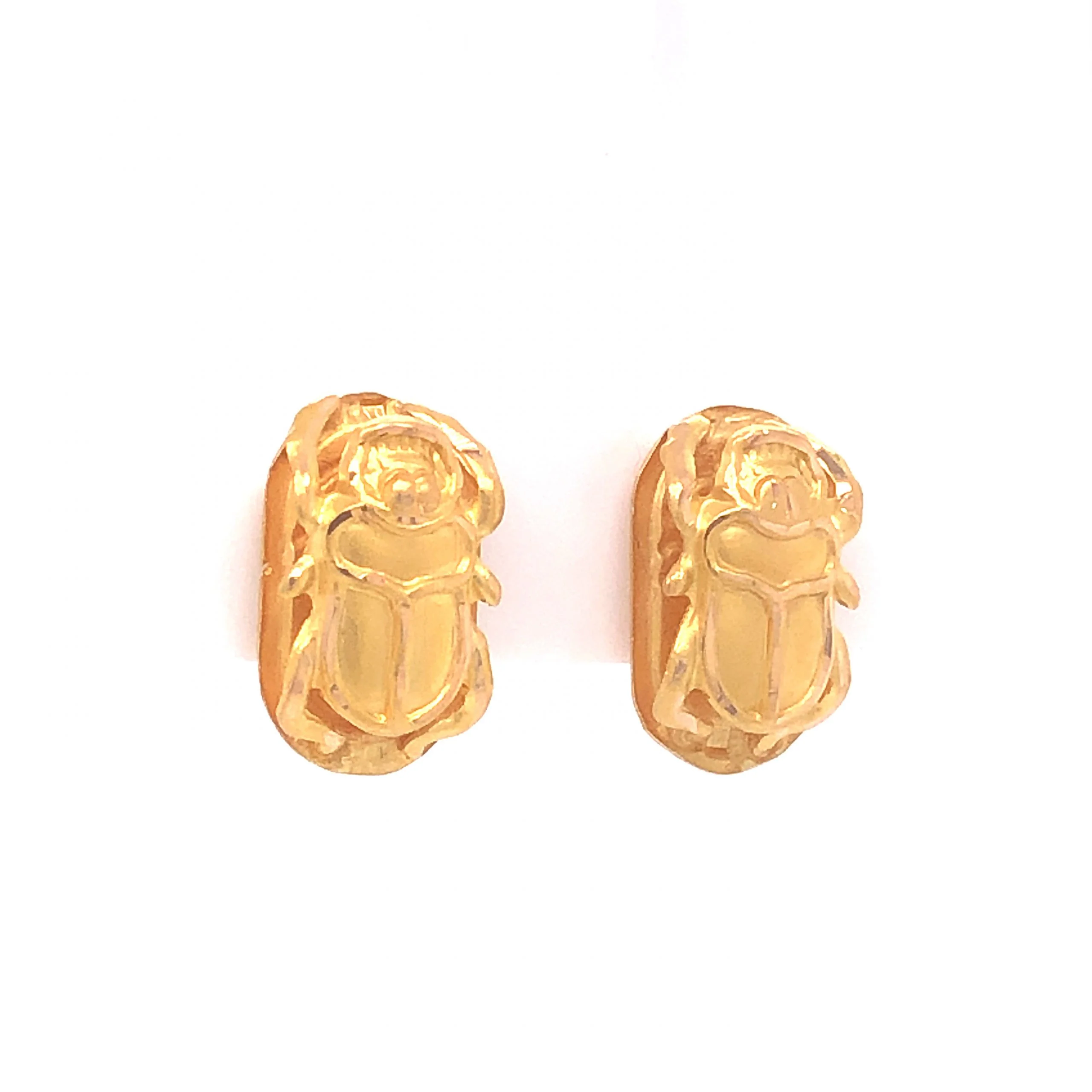 Scarab Beetle Stud Earrings in 18k Yellow Gold - Image 3